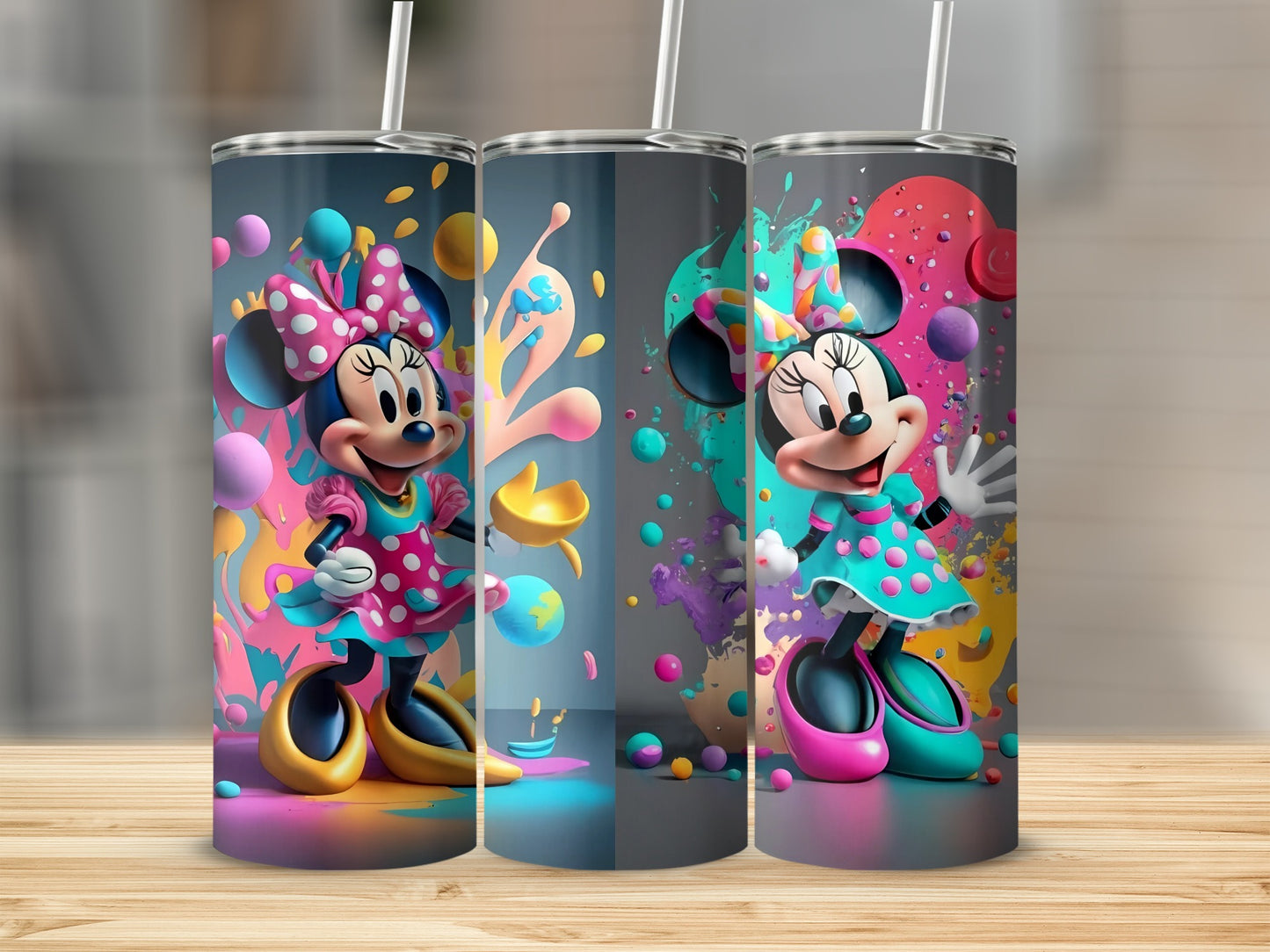 Colorful Minnie Mouse Tumblers for Kids and Adults