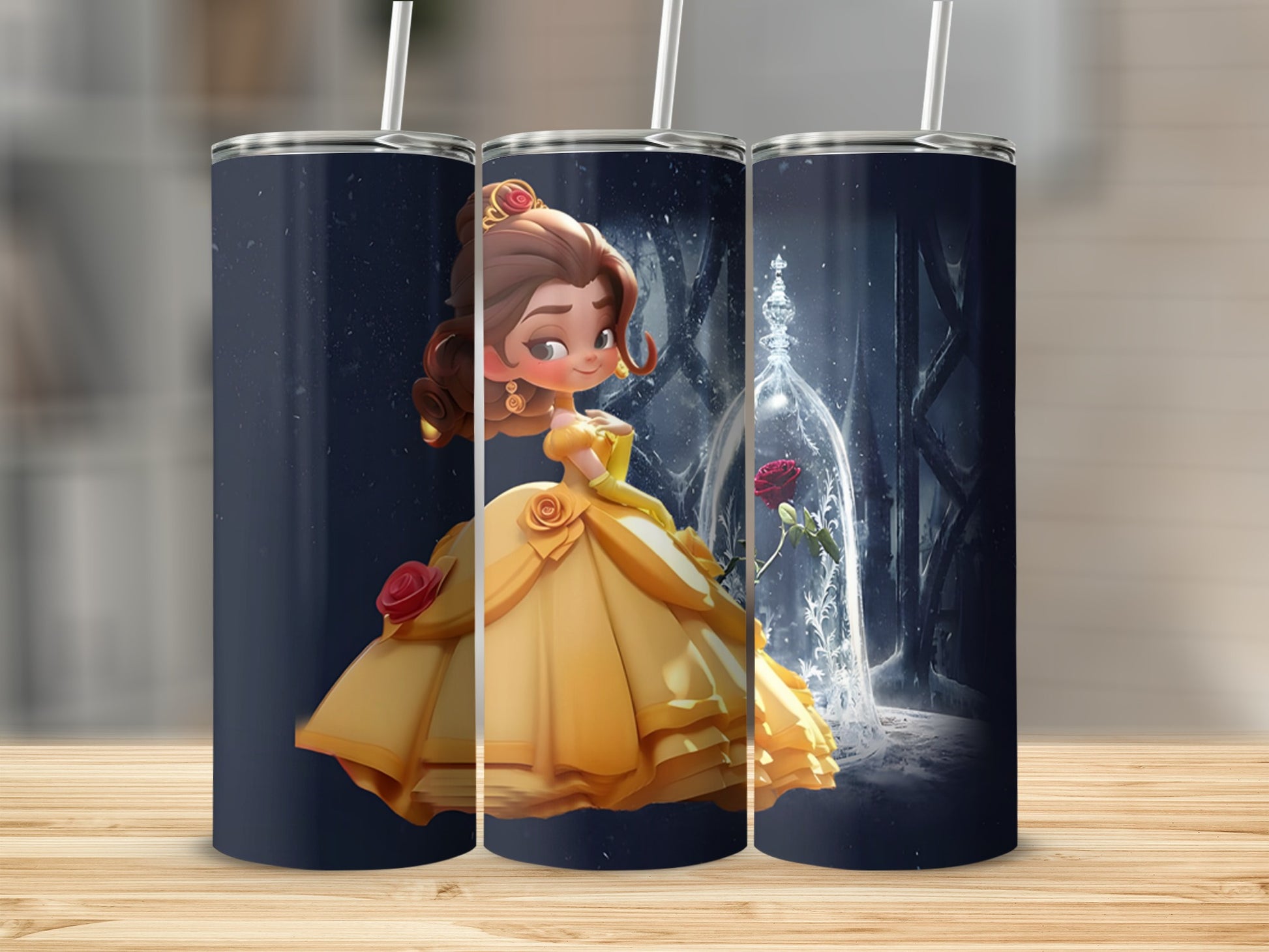 Enchanted Rose Princess Tumbler with Straw 20oz