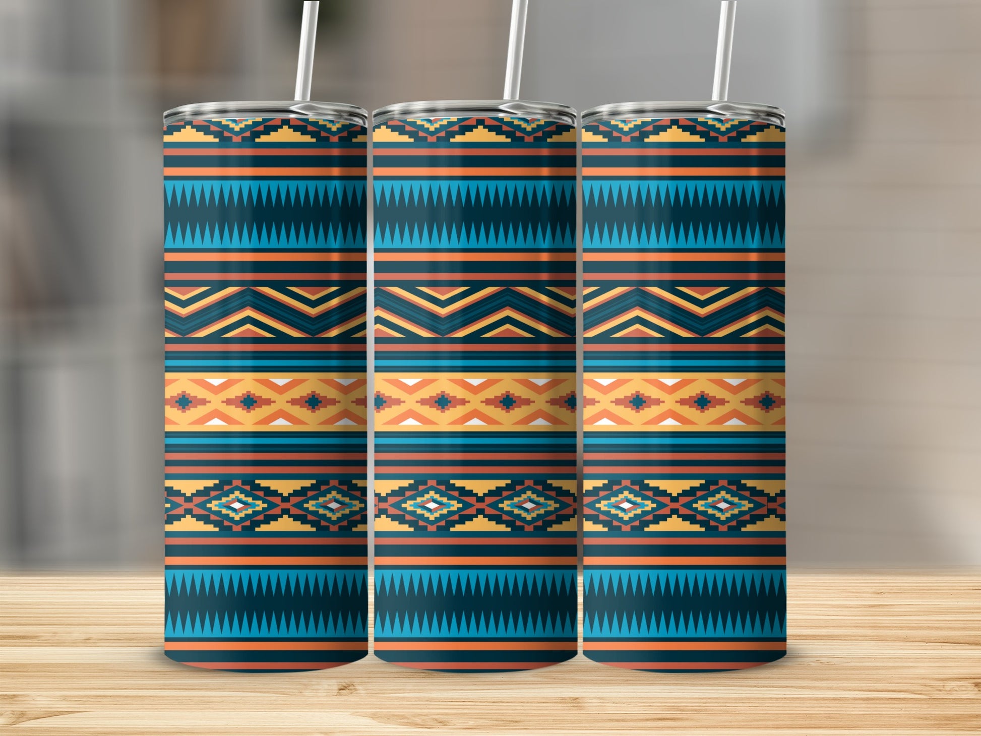 Vibrant Geometric Pattern Design Tumbler