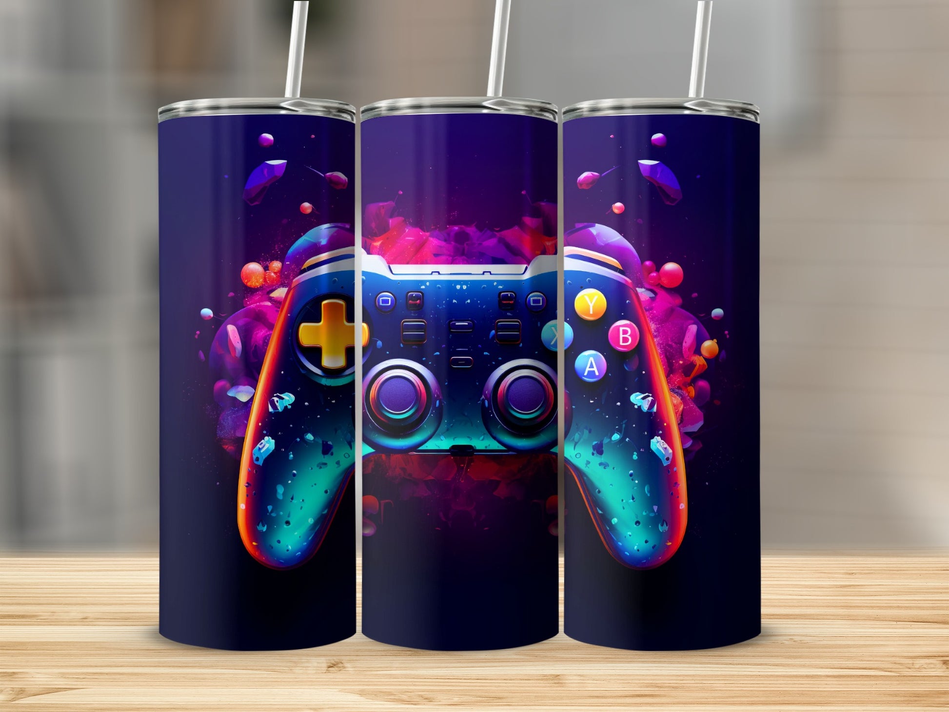 Vibrant Gaming Controller Design Tumbler Product