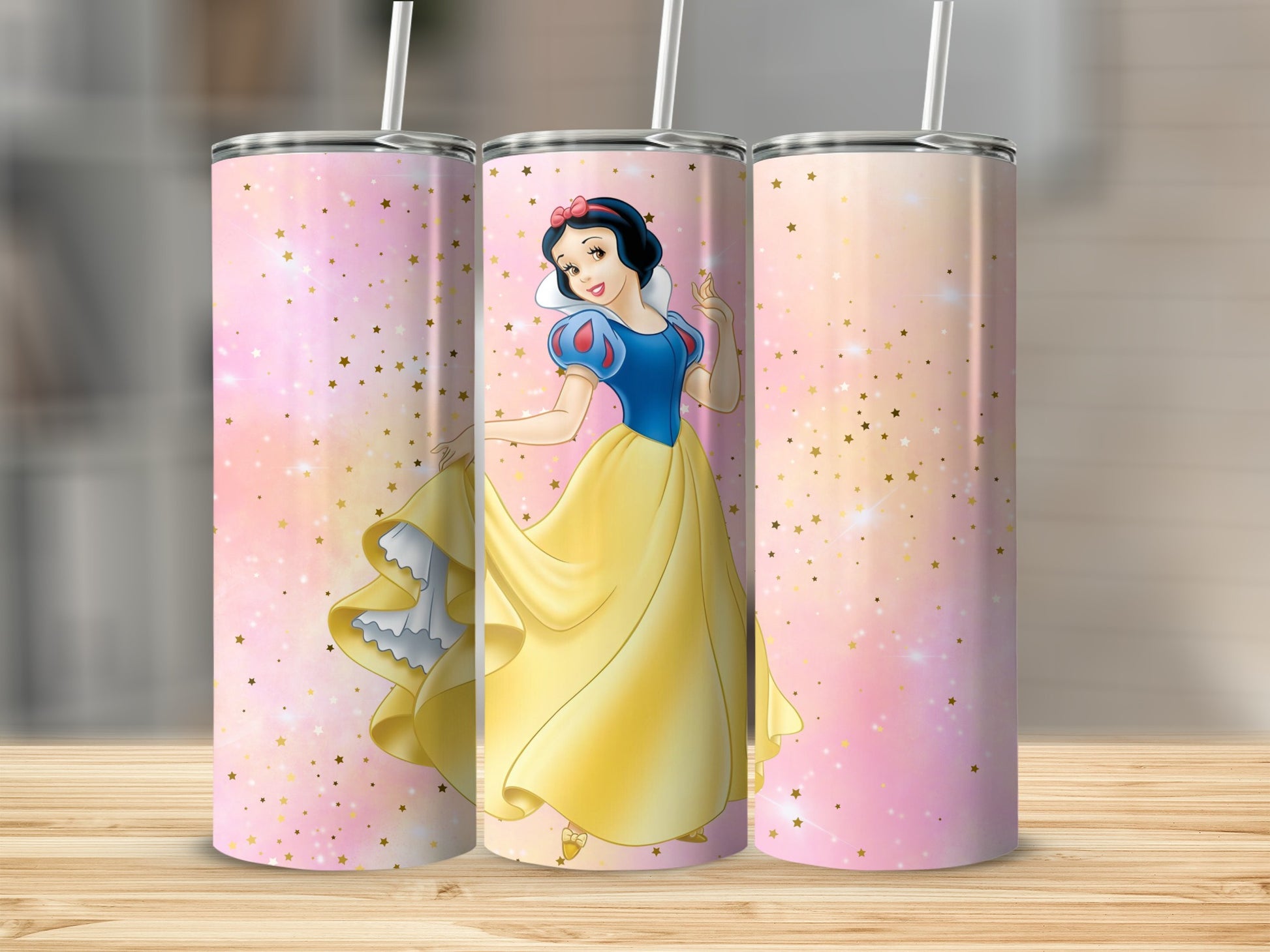 Beautiful Princess Themed Tumbler with Straw Cup