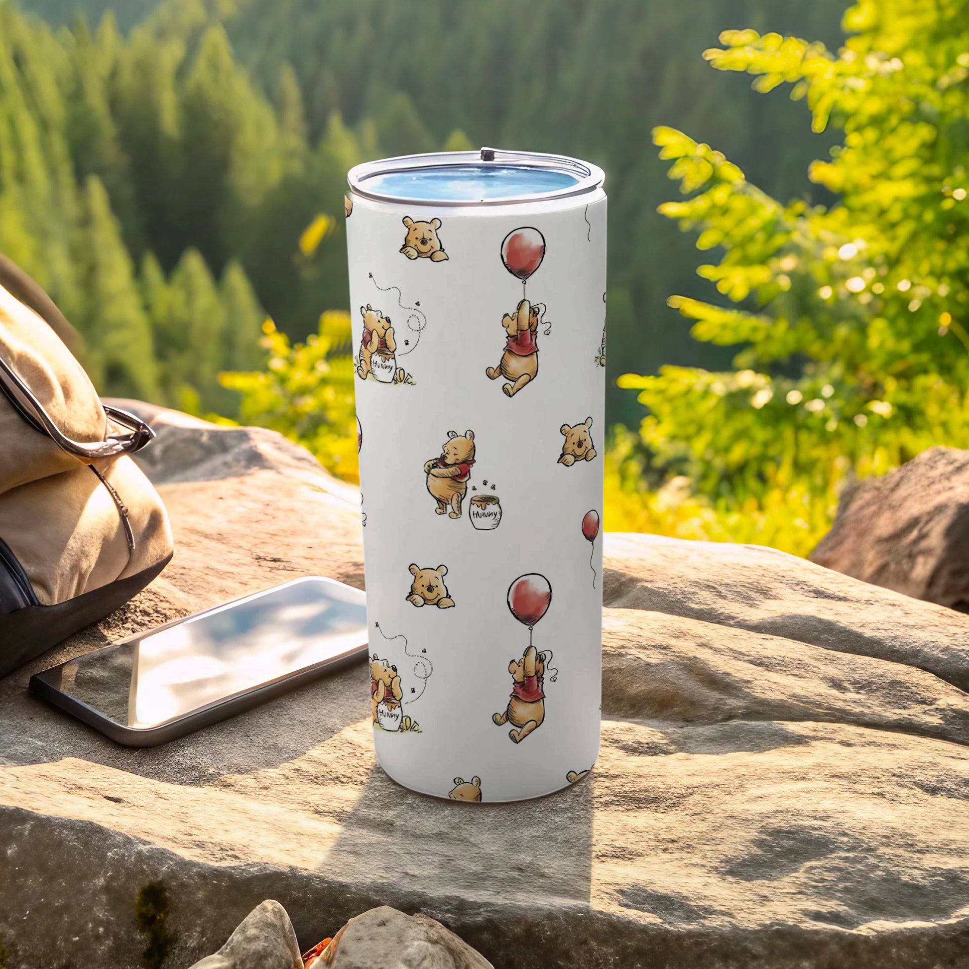 Cute Cartoon Bear and Balloon Travel Tumbler Cup