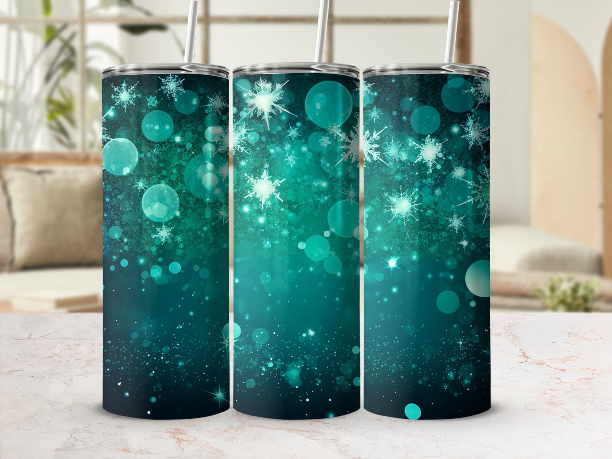 Snowflakes and Sparkles Design Insulated Tumbler Product