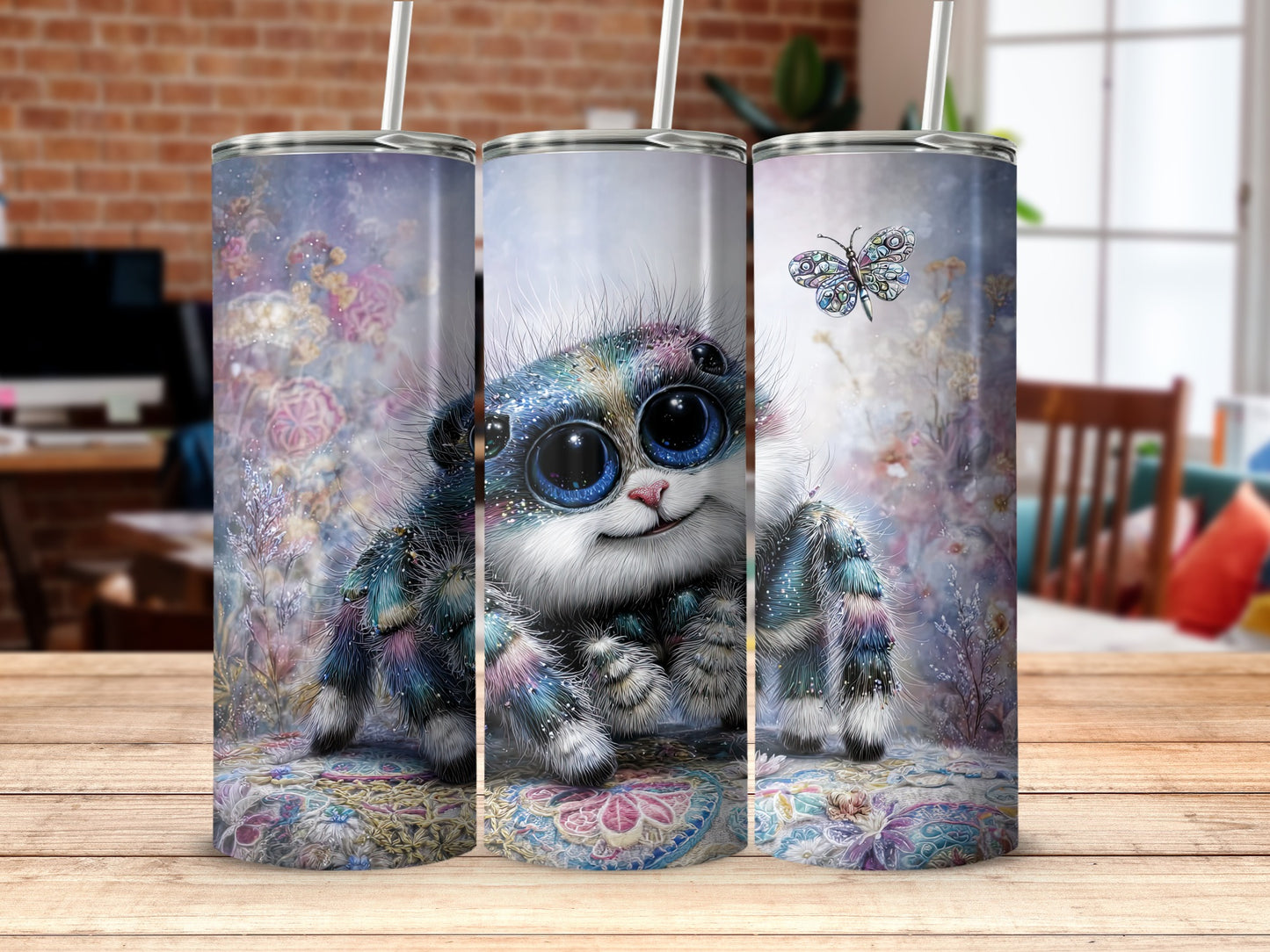 Adorable Furry Creature with Butterfly Tumbler