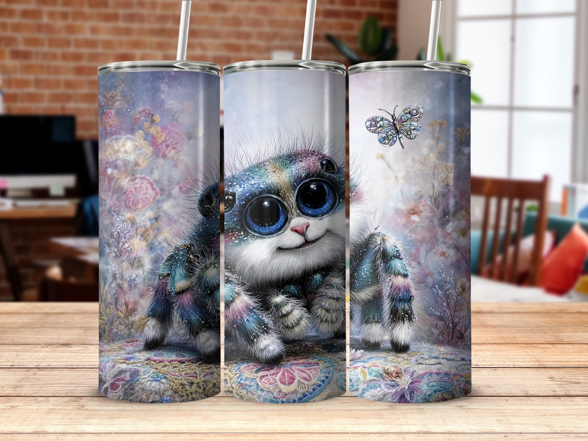 Adorable Furry Creature with Butterfly Tumbler