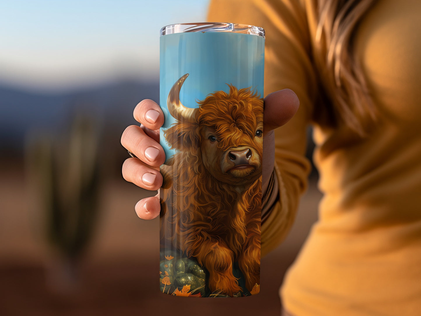Cute Highland Cow Art Design Insulated Tumbler Cup