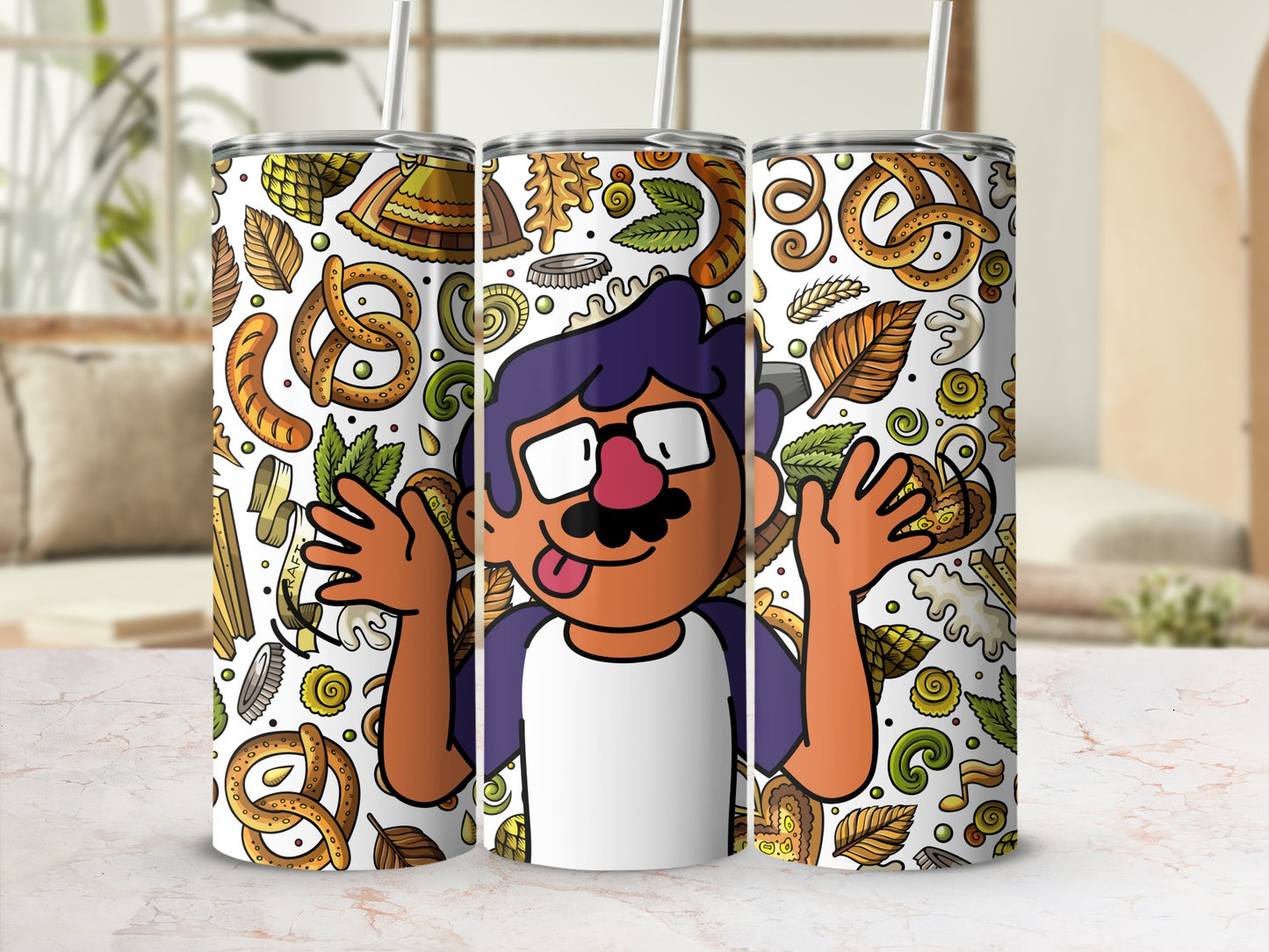 Fun Vibrant Cartoon Design Beverage Tumbler