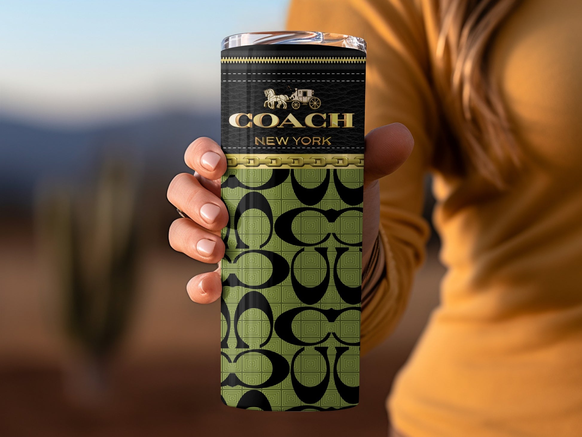Coach New York Designer Travel Mug with Logo Print