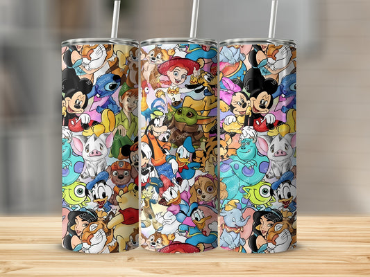 Colorful Cartoon Characters Kids Tumbler Cup with Straw