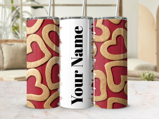 Personalized Heart Patterned Tumbler With Your Name