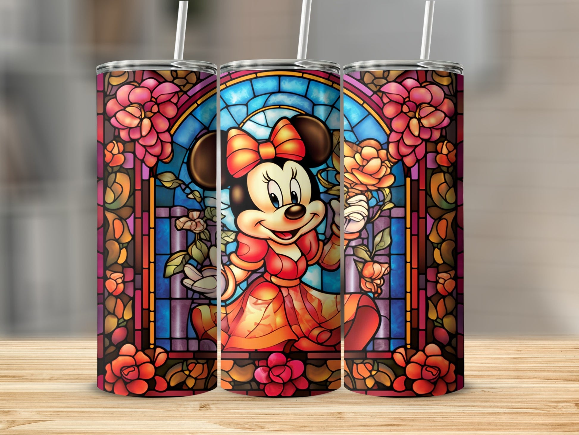 Stained Glass Style Minnie Mouse Tumbler Cup