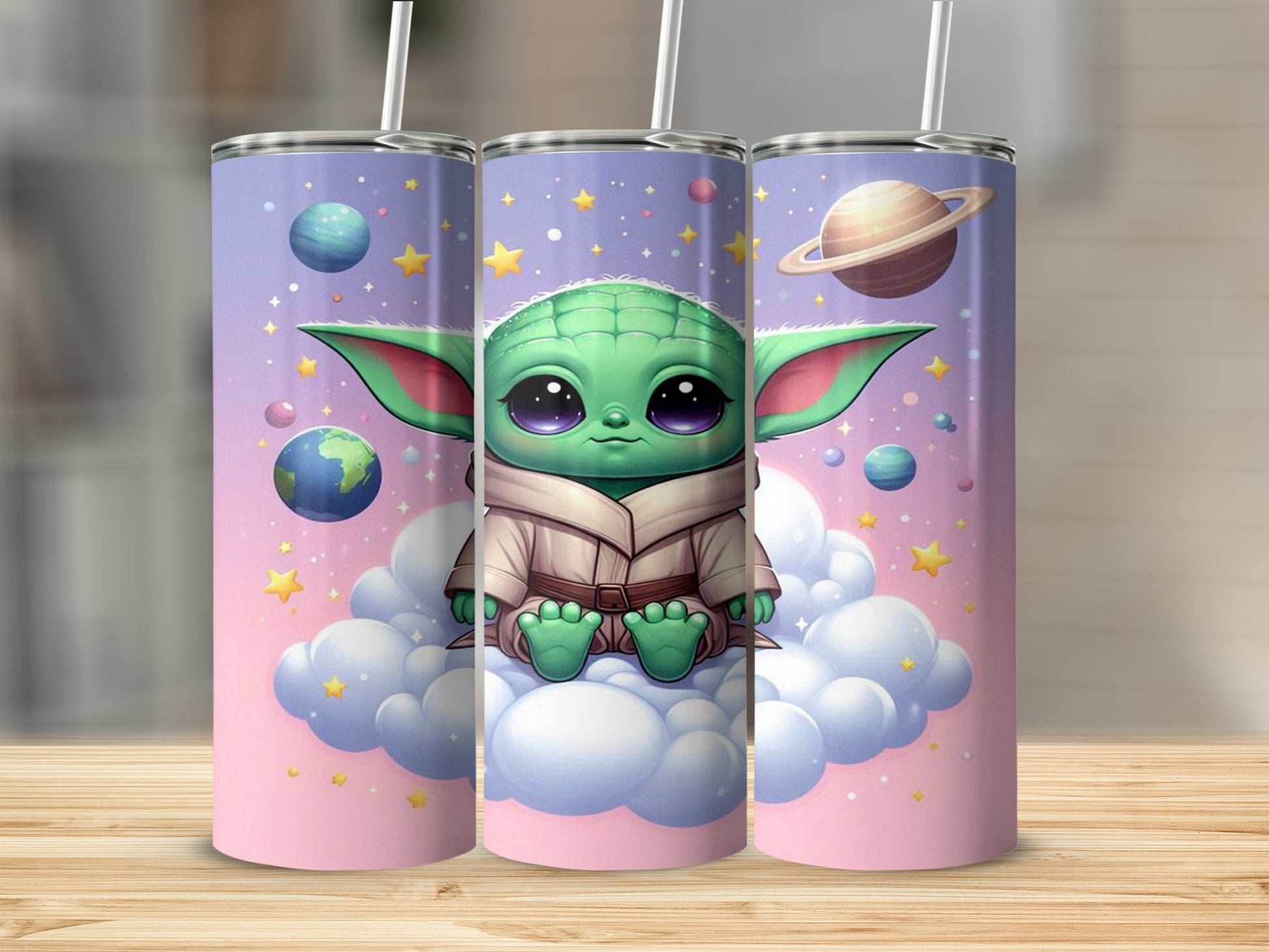 Adorable Baby Alien in Space Theme Tumbler Product