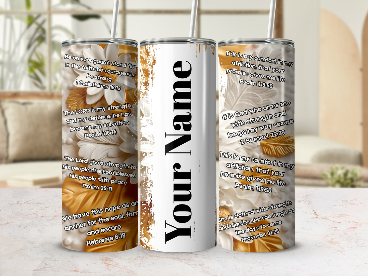 Inspirational Quote Floral Personalized Tumbler Cup