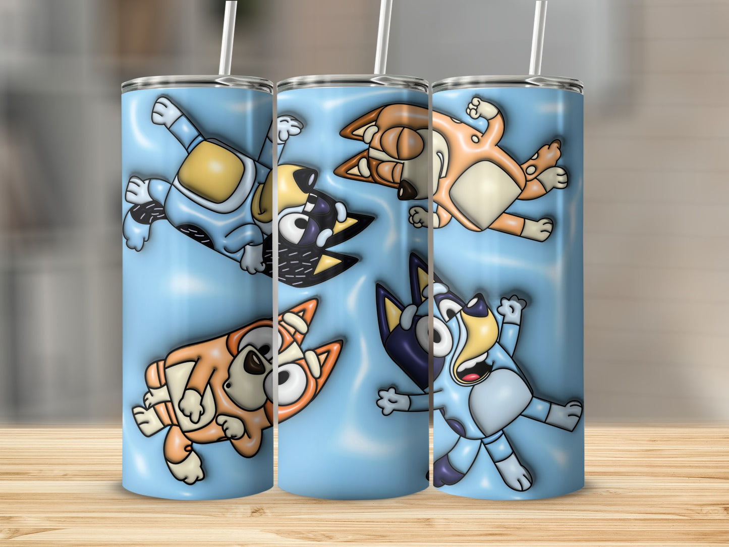 Adorable Cartoon Character Blue Background Tumbler