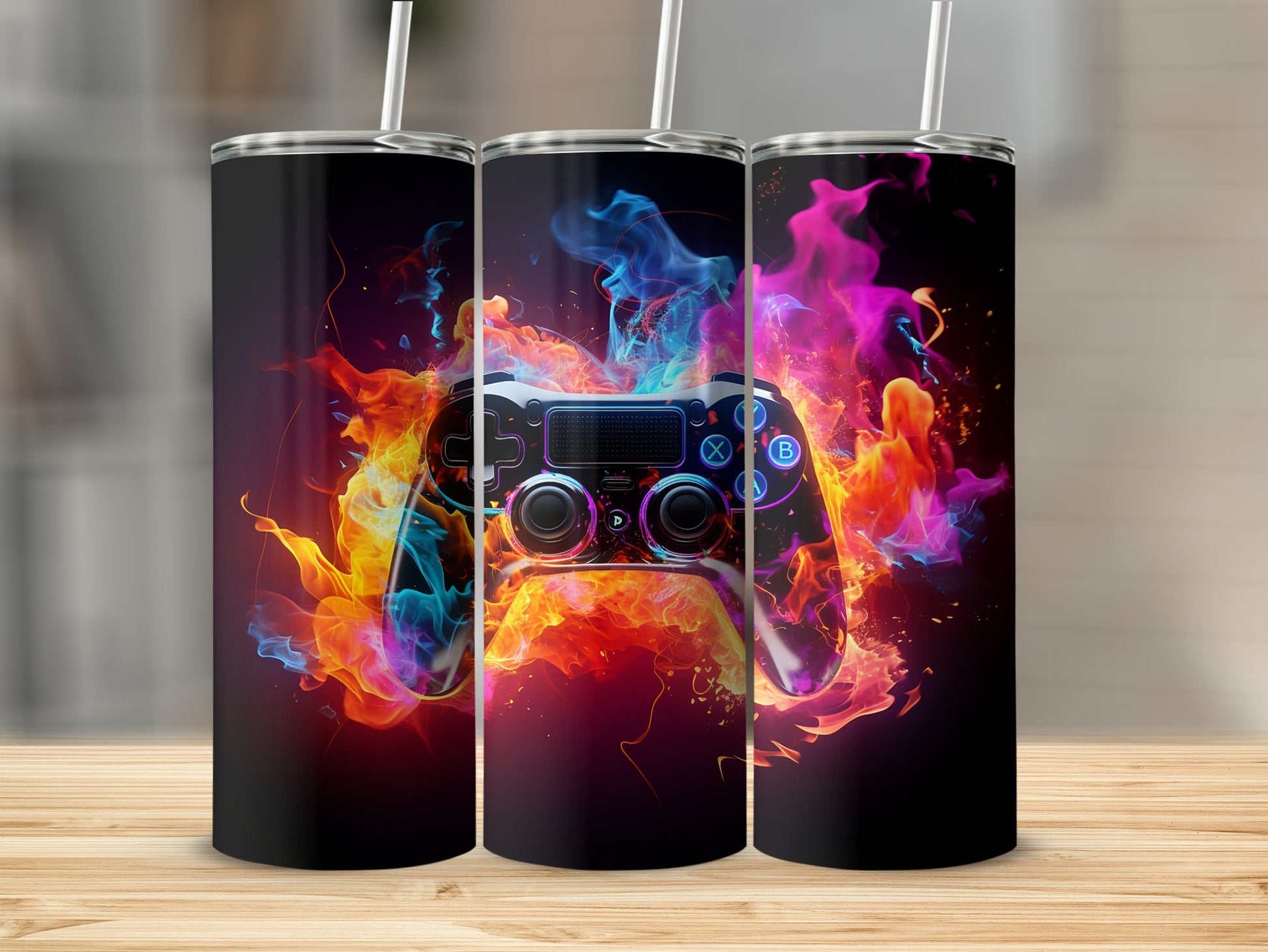 Colorful Gaming Controller Design Tumbler Cup