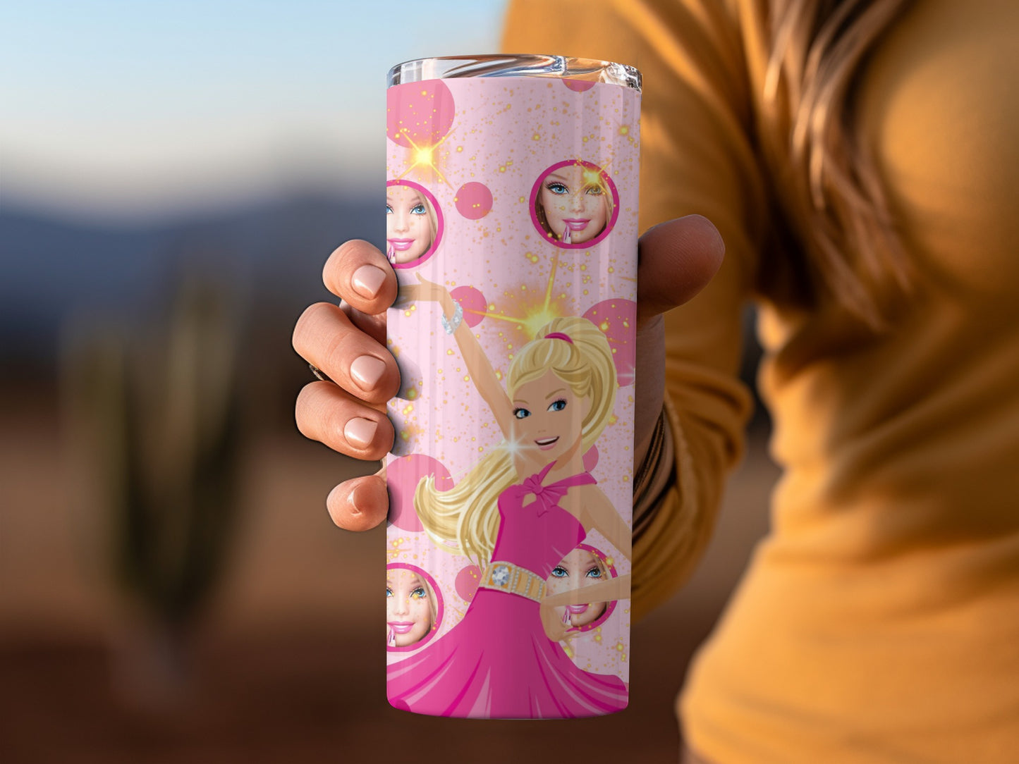 Barbie Doll Pink Background Girl Power Fun Image Tumblers