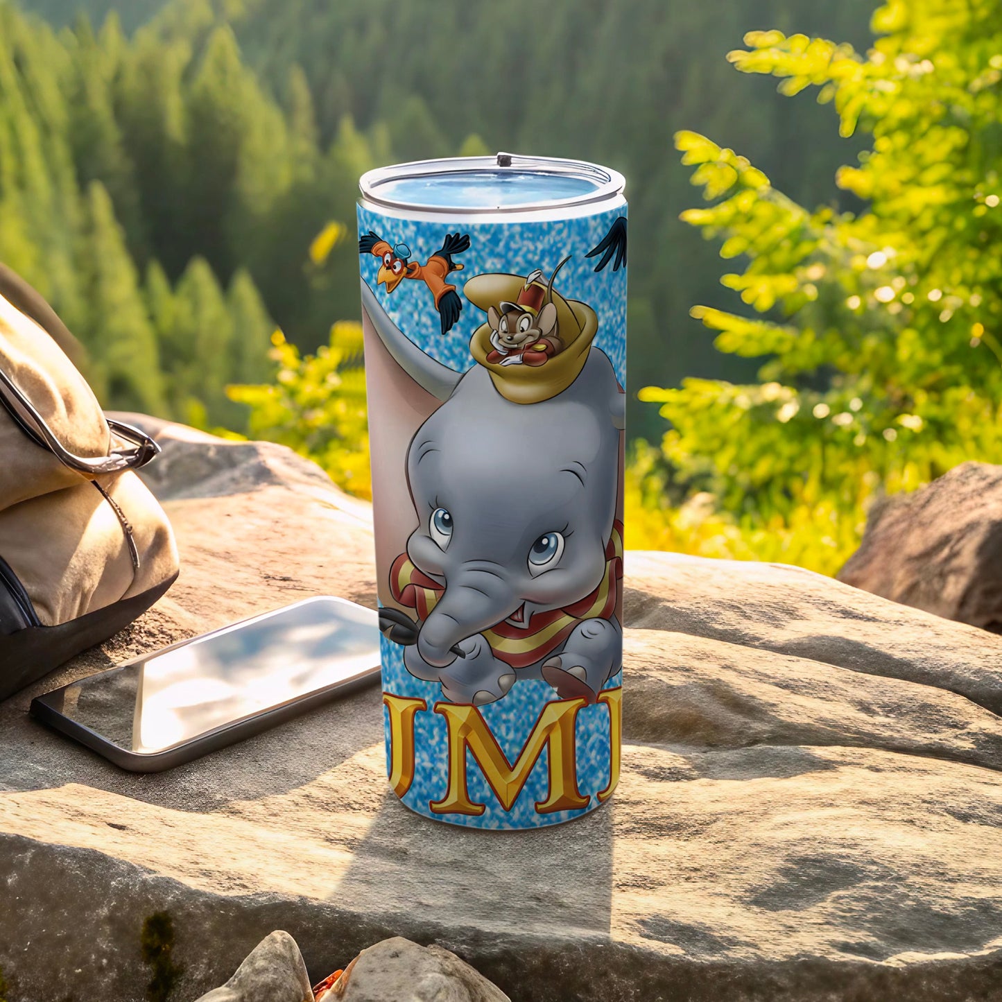 Dumbo Cartoon Elephant Art on Tall Drink Tumbler