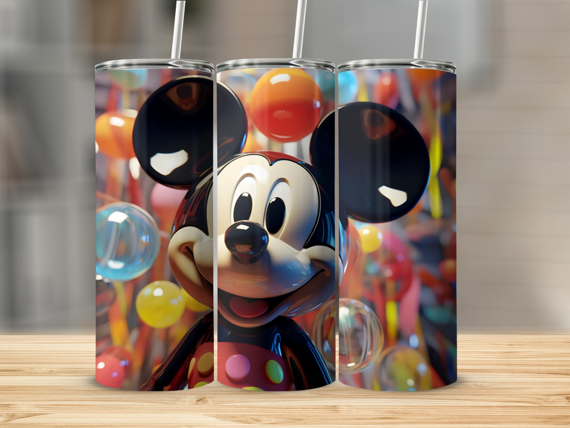 Colorful Mickey Mouse Tumbler with Straw 20 oz Cup
