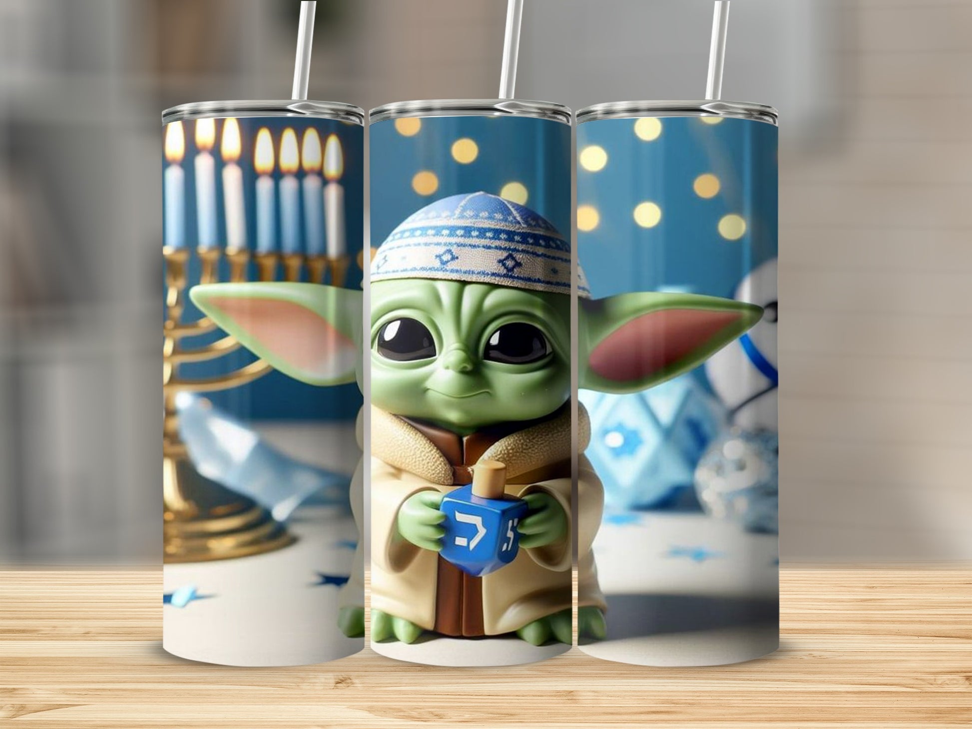 Cute Baby Alien Hanukkah Themed Tumbler Holiday Gift