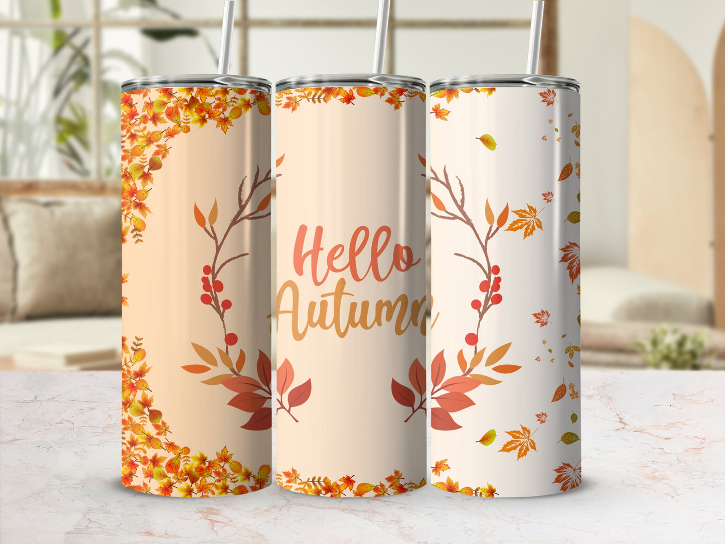 Autumn Leaves and Foliage Design Tumbler Cup