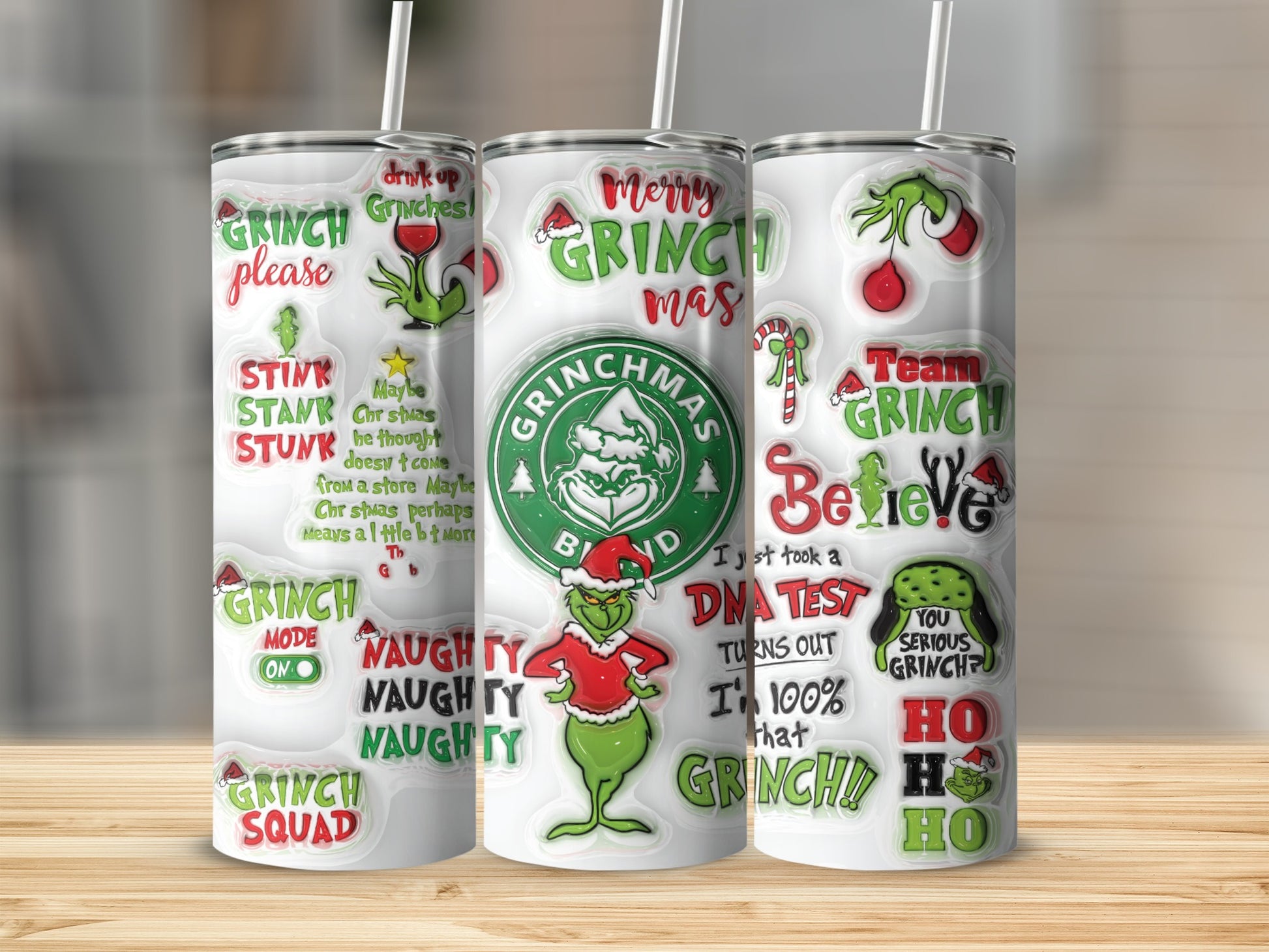 Merry Grinchmas Naughty and Nice Funny Quote Tumbler