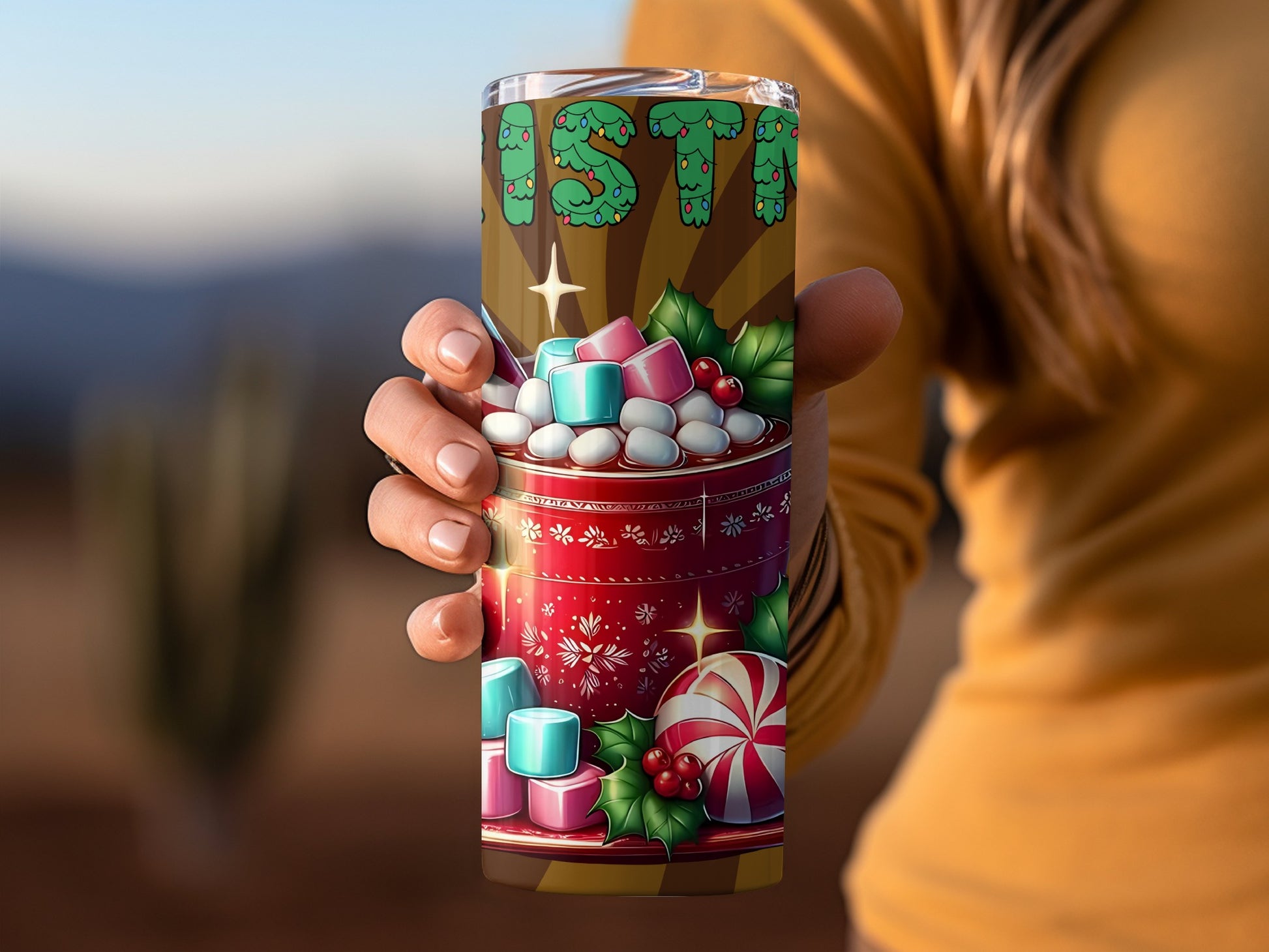 Festive Holiday Candy Design Insulated Tumbler Cup