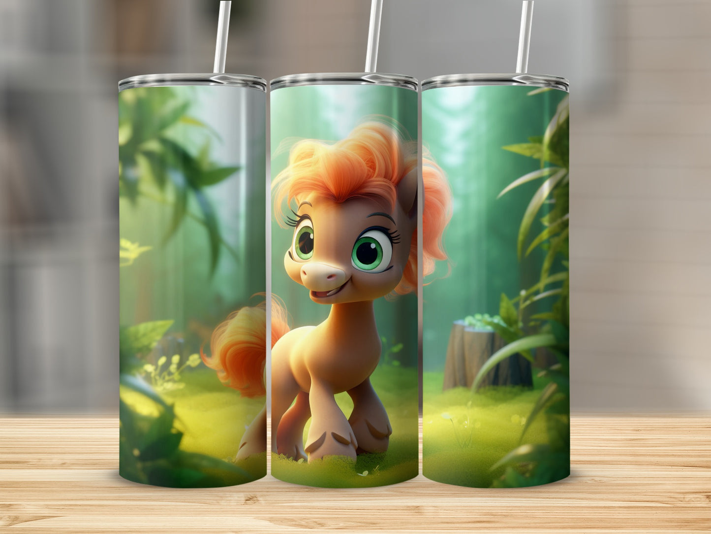 Cute Cartoon Pony Design Tumbler Cup for Kids Drinkware