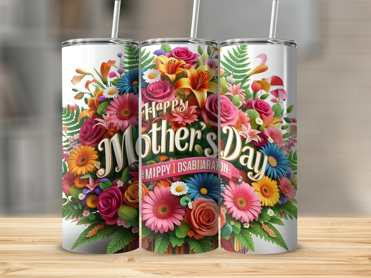 Colorful Happy Mothers Day Floral Arrangement Tumblers
