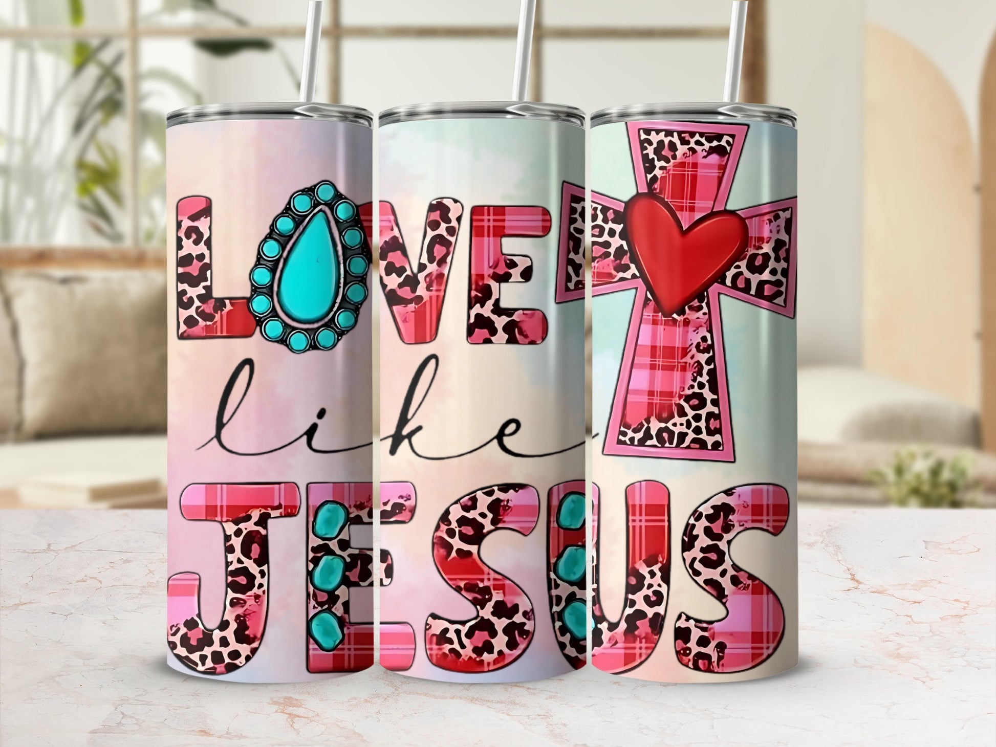 Love Like Jesus Inspirational Quote Tumbler