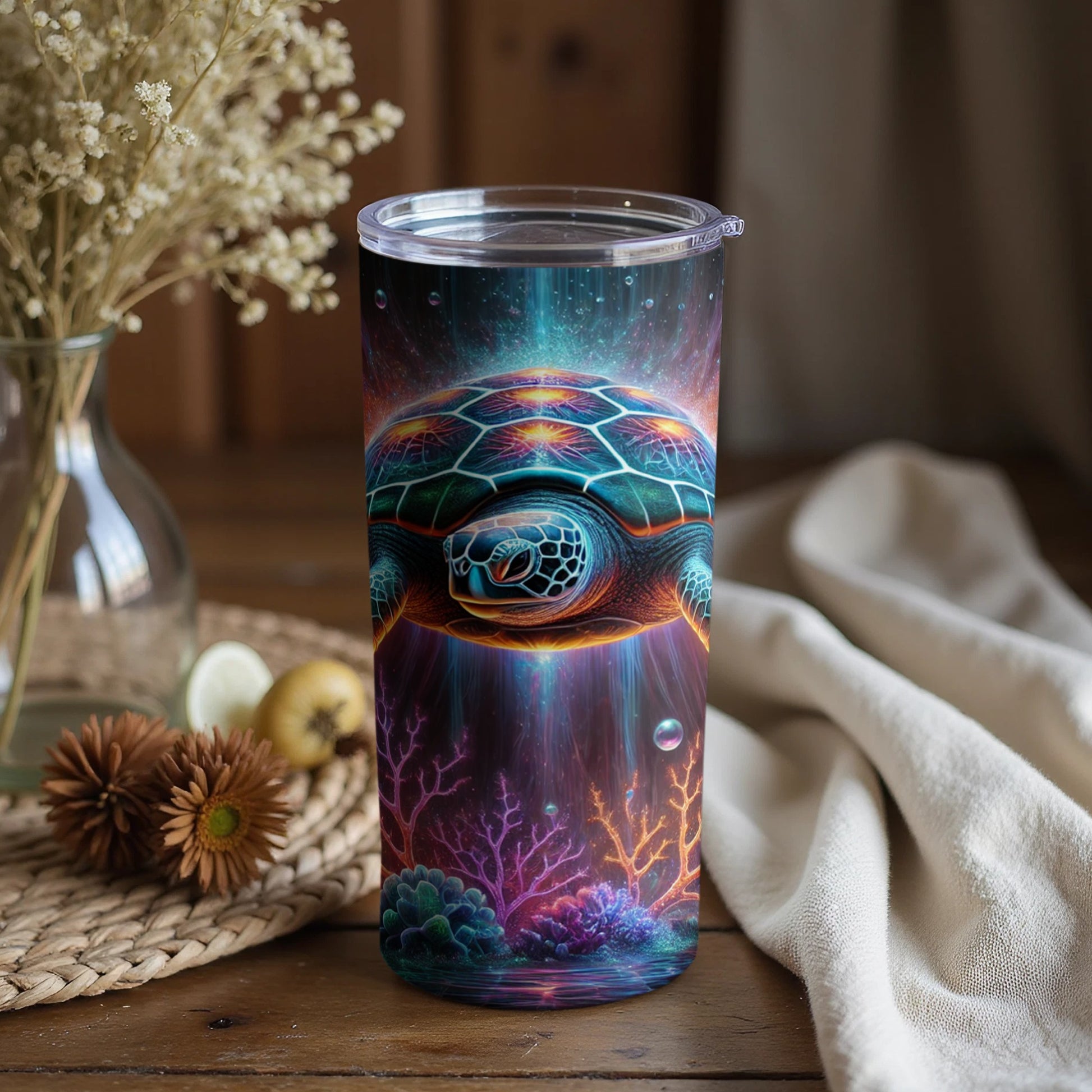 Colorful Turtle Underwater Scene Tumbler Cup