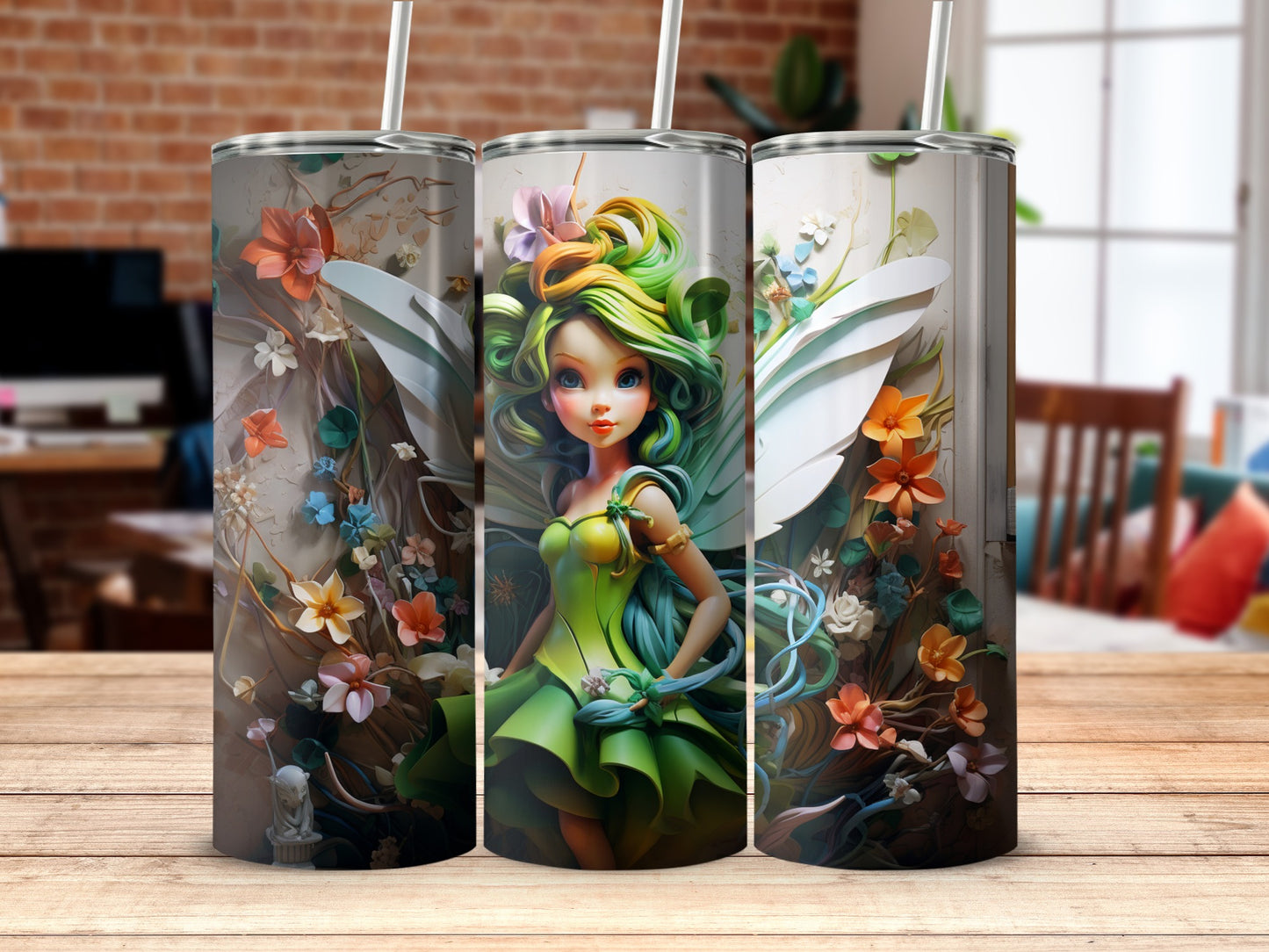 Enchanting Fairy Garden Tumbler with Colorful Flowers