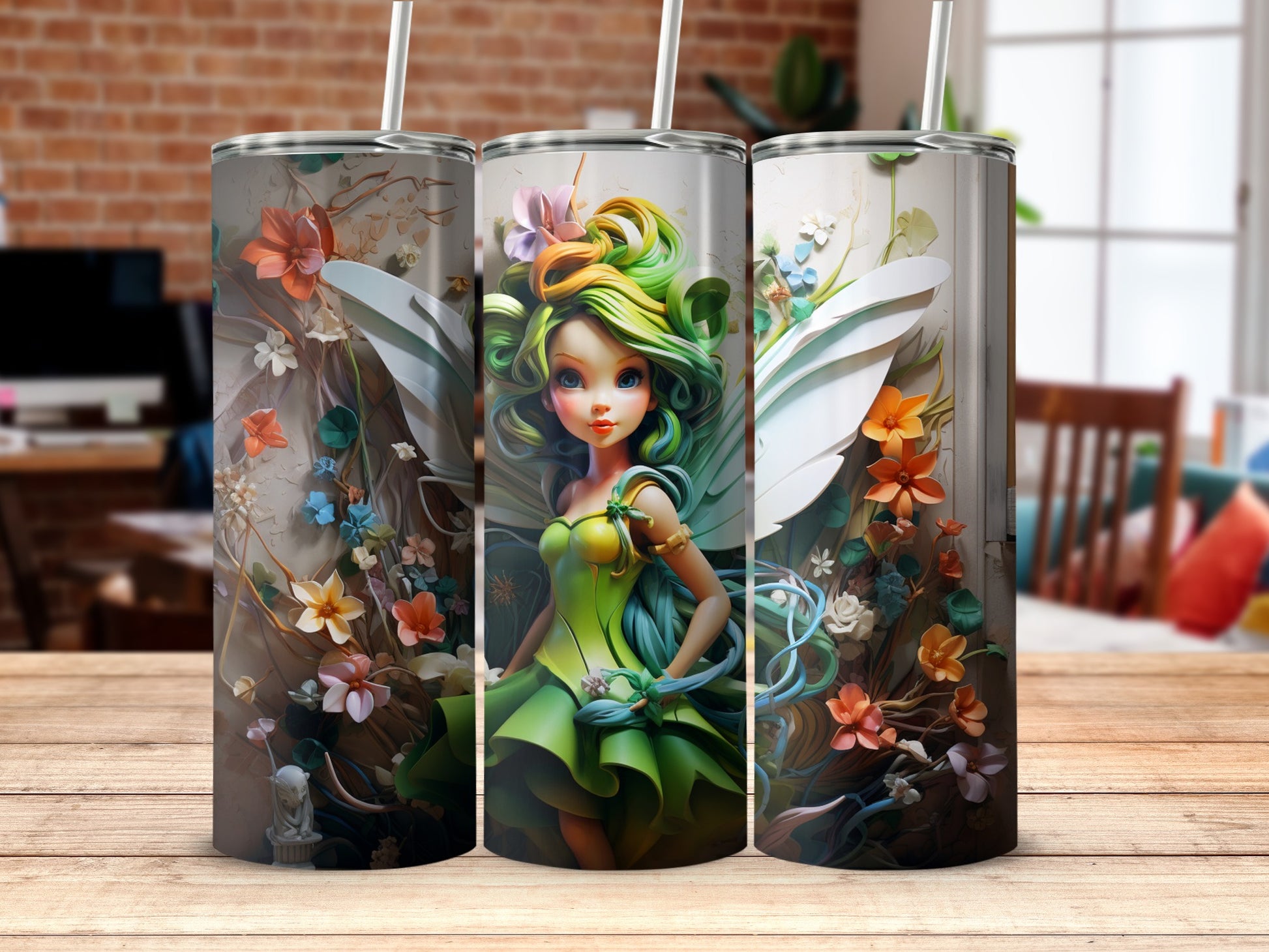 Enchanting Fairy Garden Tumbler with Colorful Flowers
