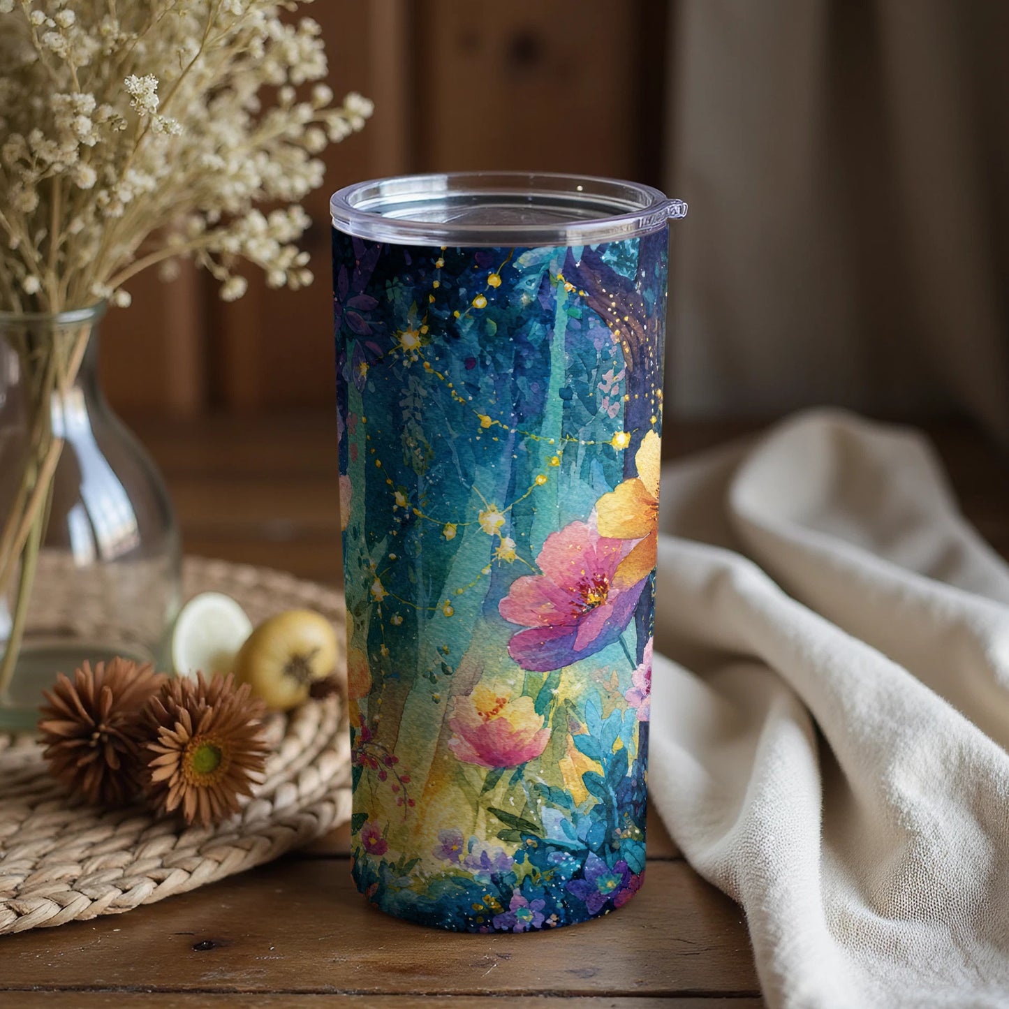 Forest Floral Design Insulated Tumbler 20oz