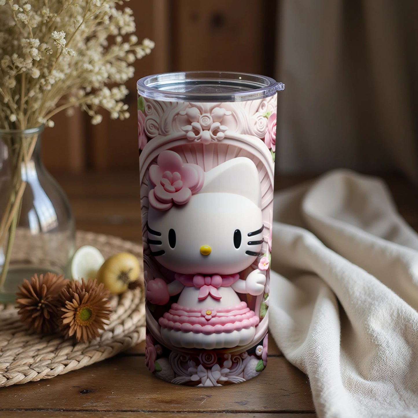 Adorable Pink Hello Kitty Floral Tumbler for Everyday Use