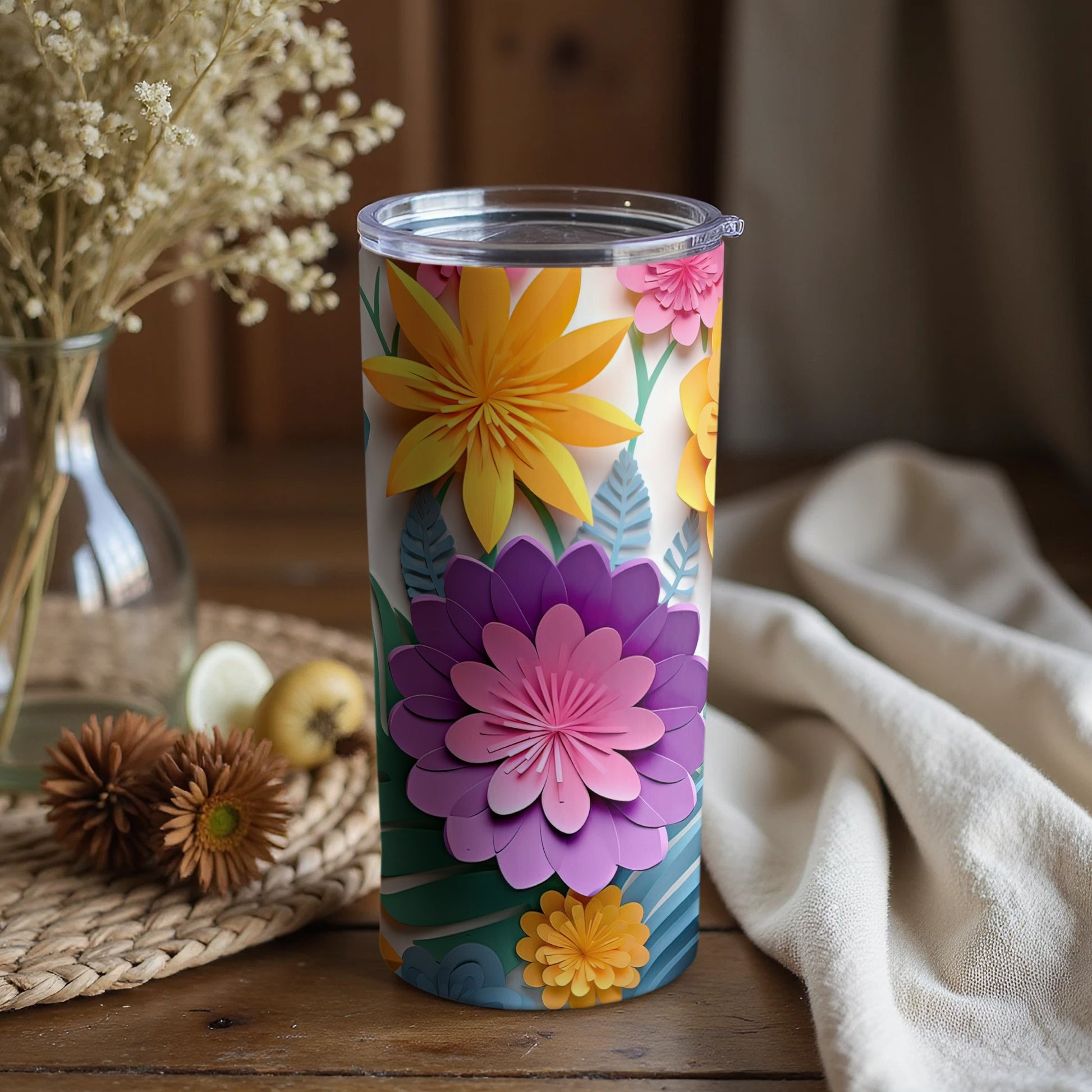 Beautiful Colorful Flower Patterned Tumbler Product