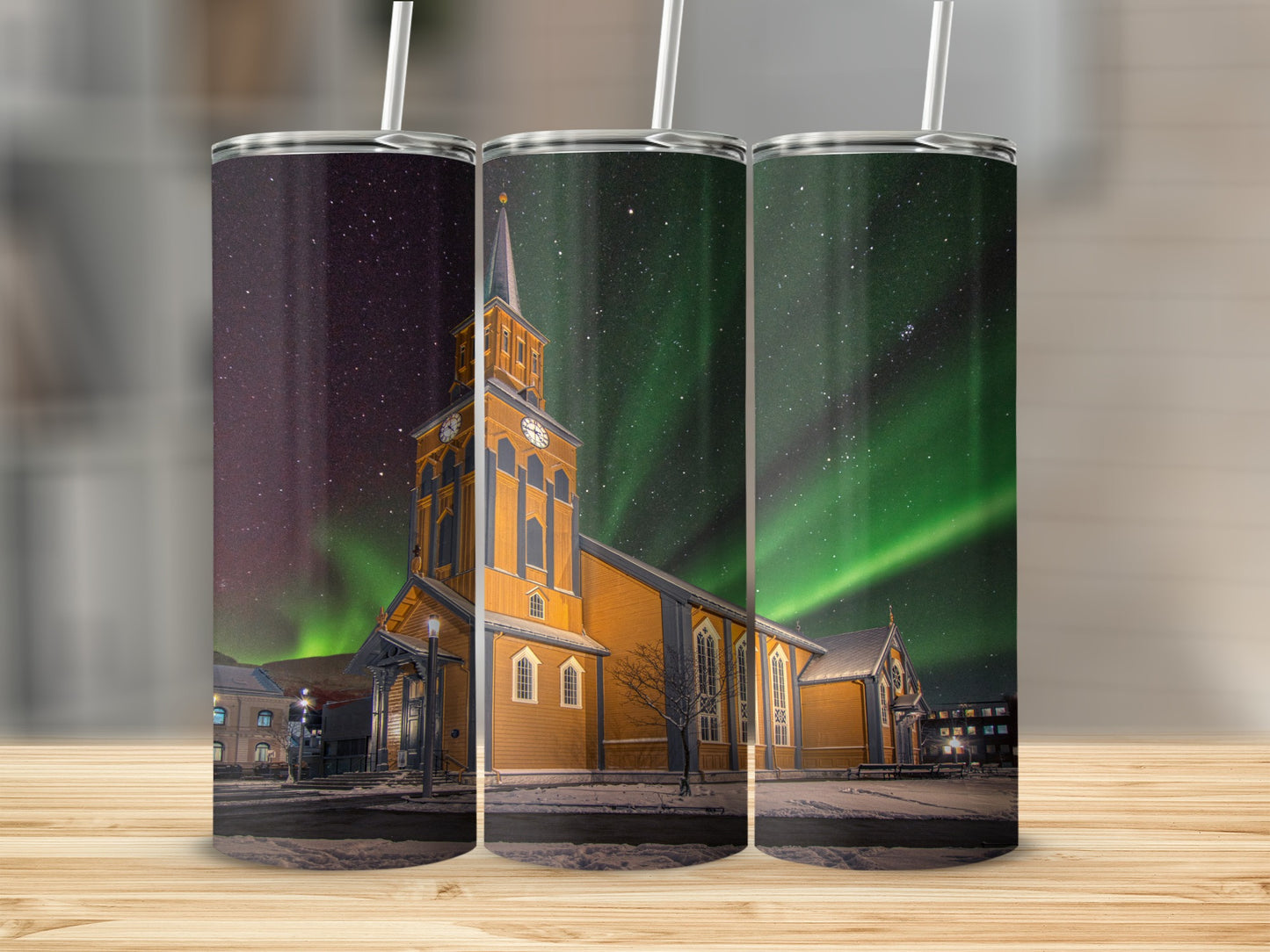 Stunning Night Sky and Church Scene Tumbler Product
