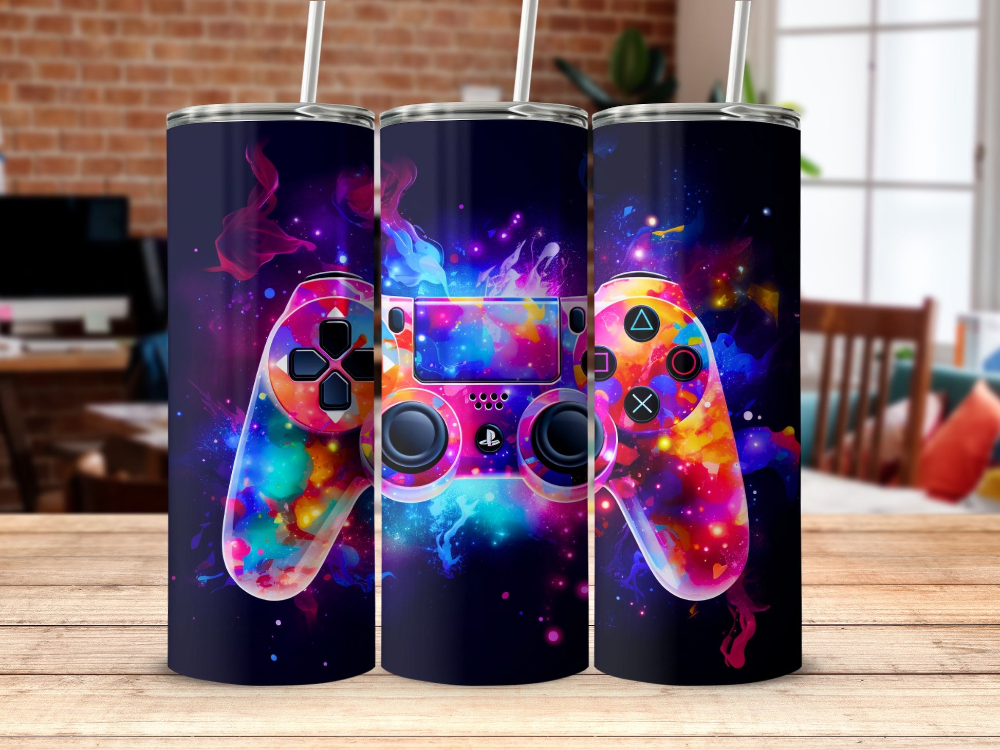 Vibrant Gaming Controller Themed Tumbler for Enthusiasts
