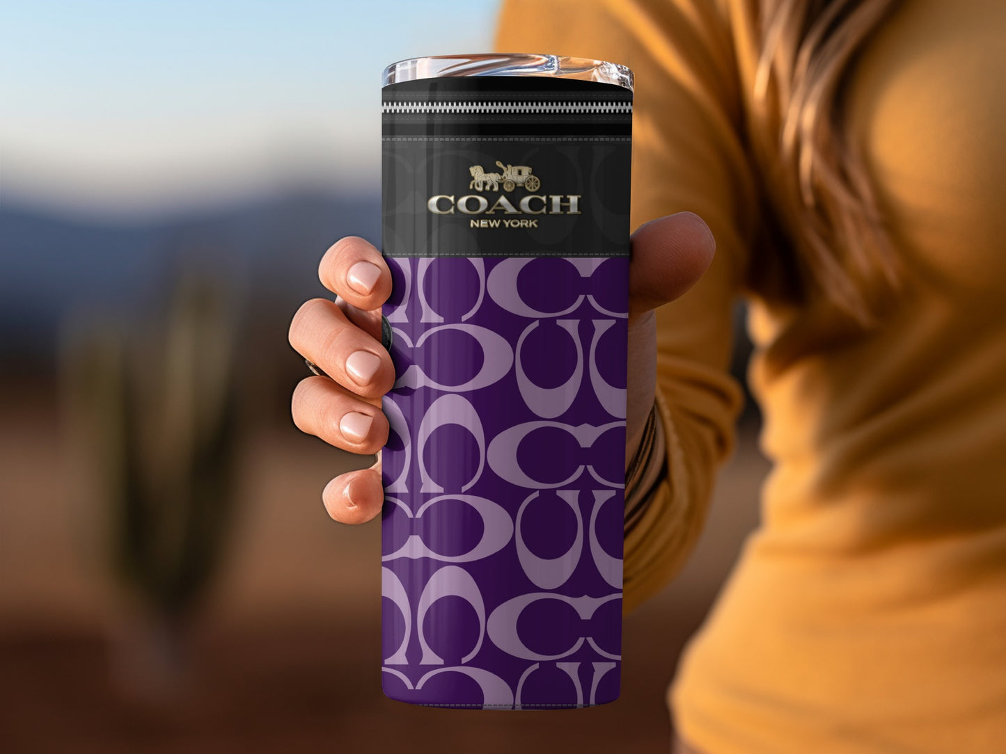 Stylish Coach New York Purple Patterned Tumbler