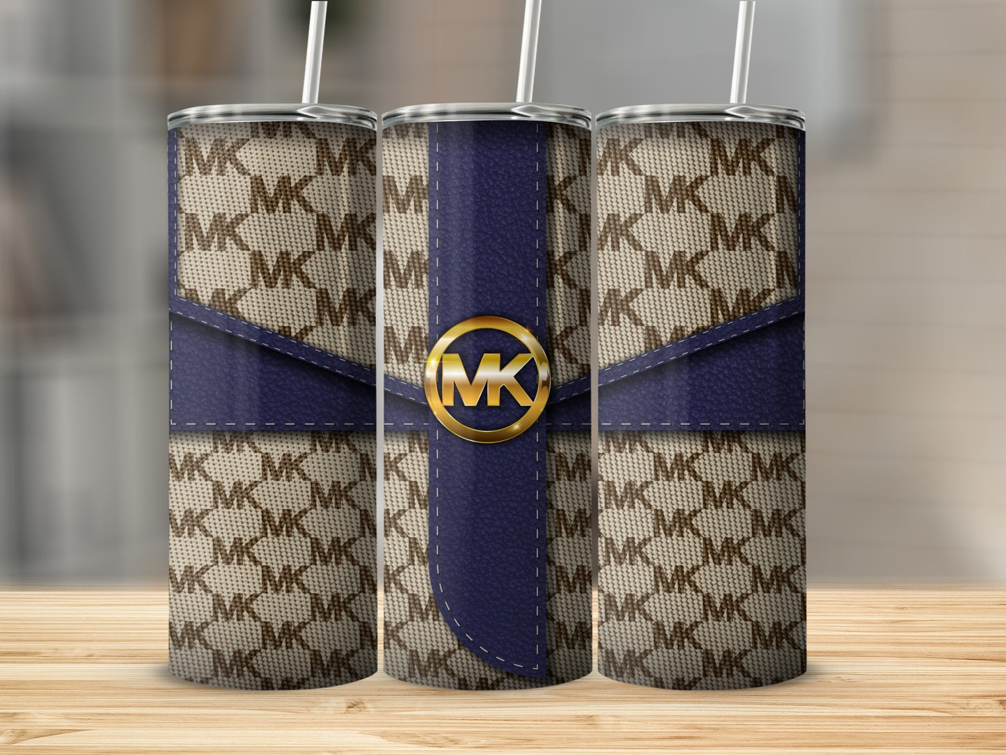 MK Branded Blue and Beige Designer Tumbler