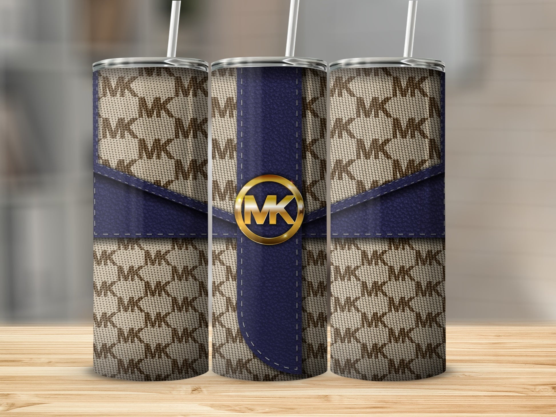 MK Branded Blue and Beige Designer Tumbler