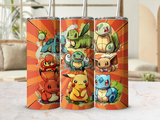 Colorful Tumbler Featuring Cute Anime Characters