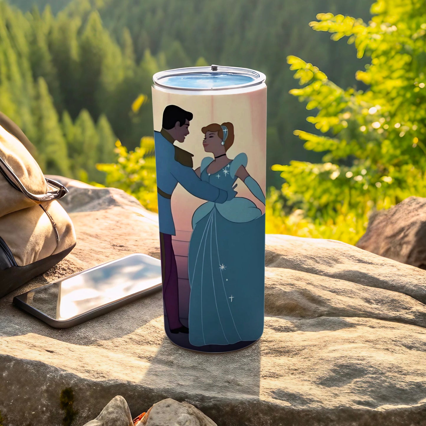 Enchanting Prince and Princess Design Travel Tumbler