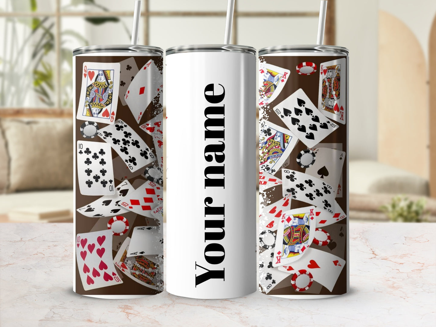 Personalized Playing Cards Pattern Tumbler Cup