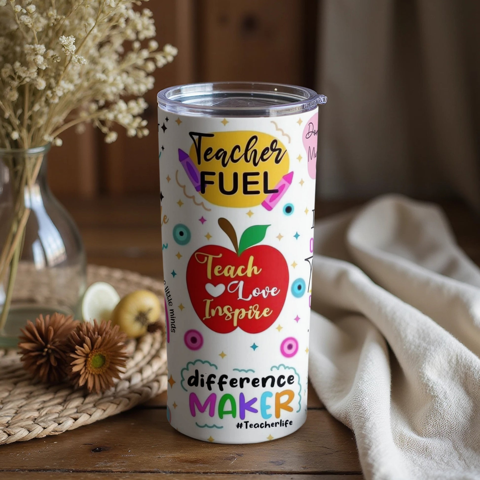Teach Love Inspire Teacher Fuel Tumbler Gift