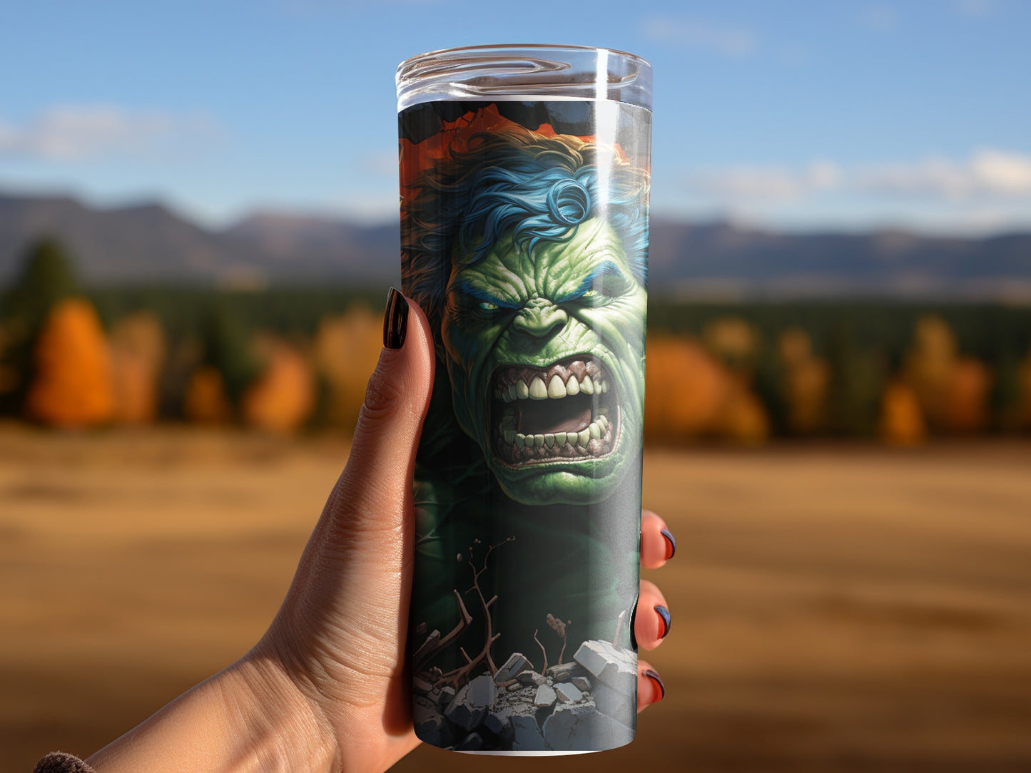 Incredible Hulk Smashing Through Travel Mug Product