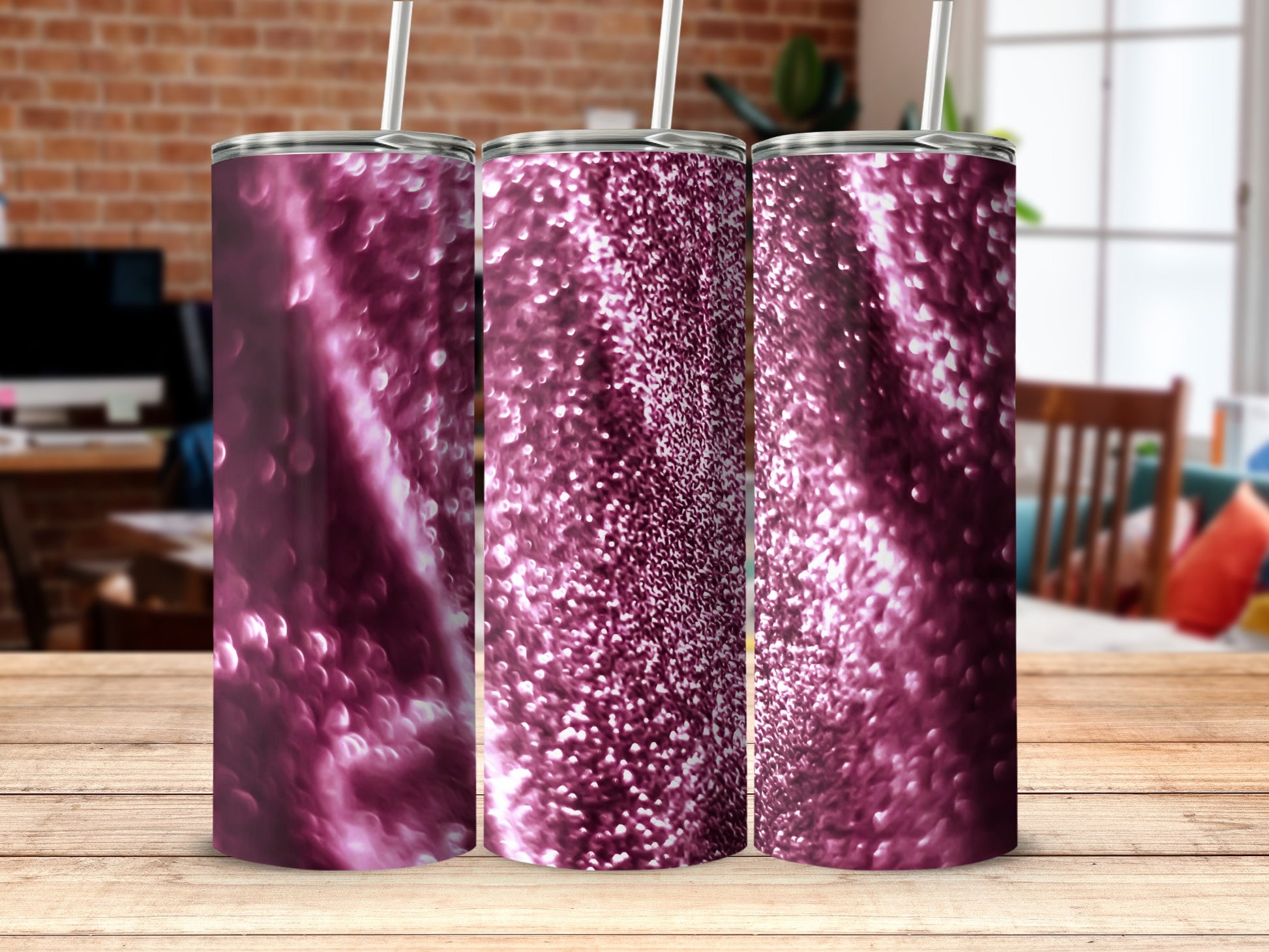 Shimmering Purple Glitter Insulated Tumbler Cup