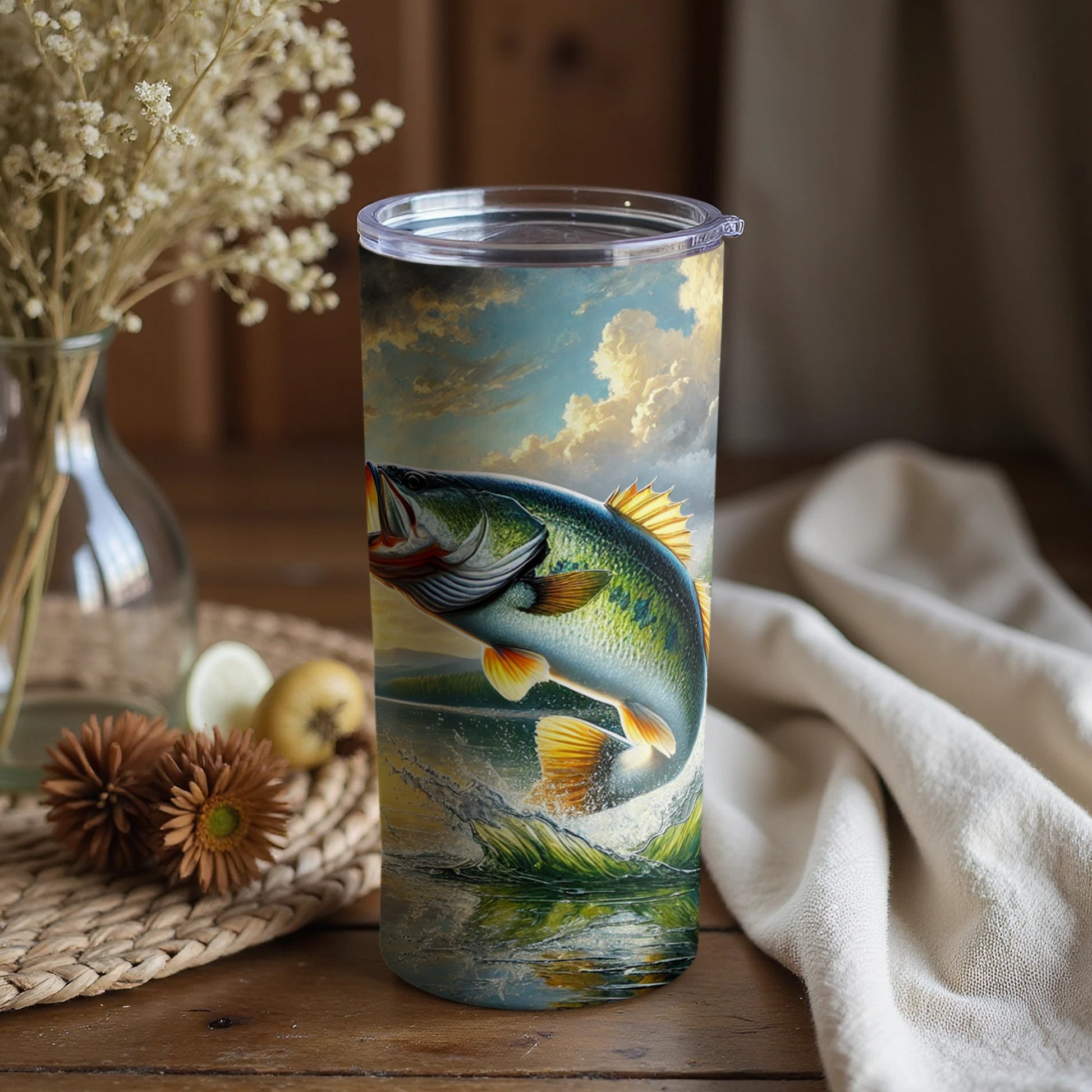 Colorful Giant Fish Illustration Travel Tumbler Cup