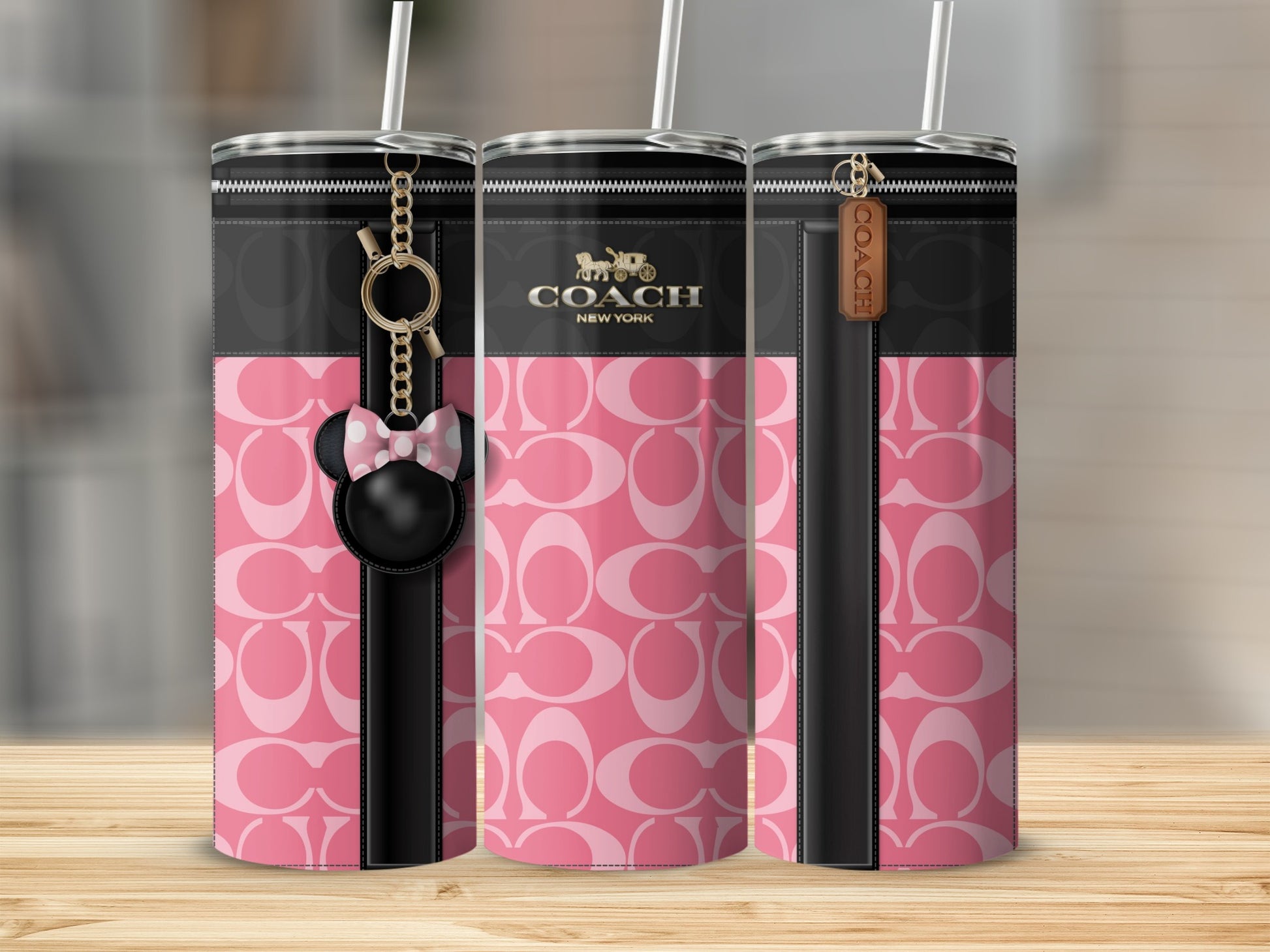 Coach New York Pink Patterned Designer Tumblers