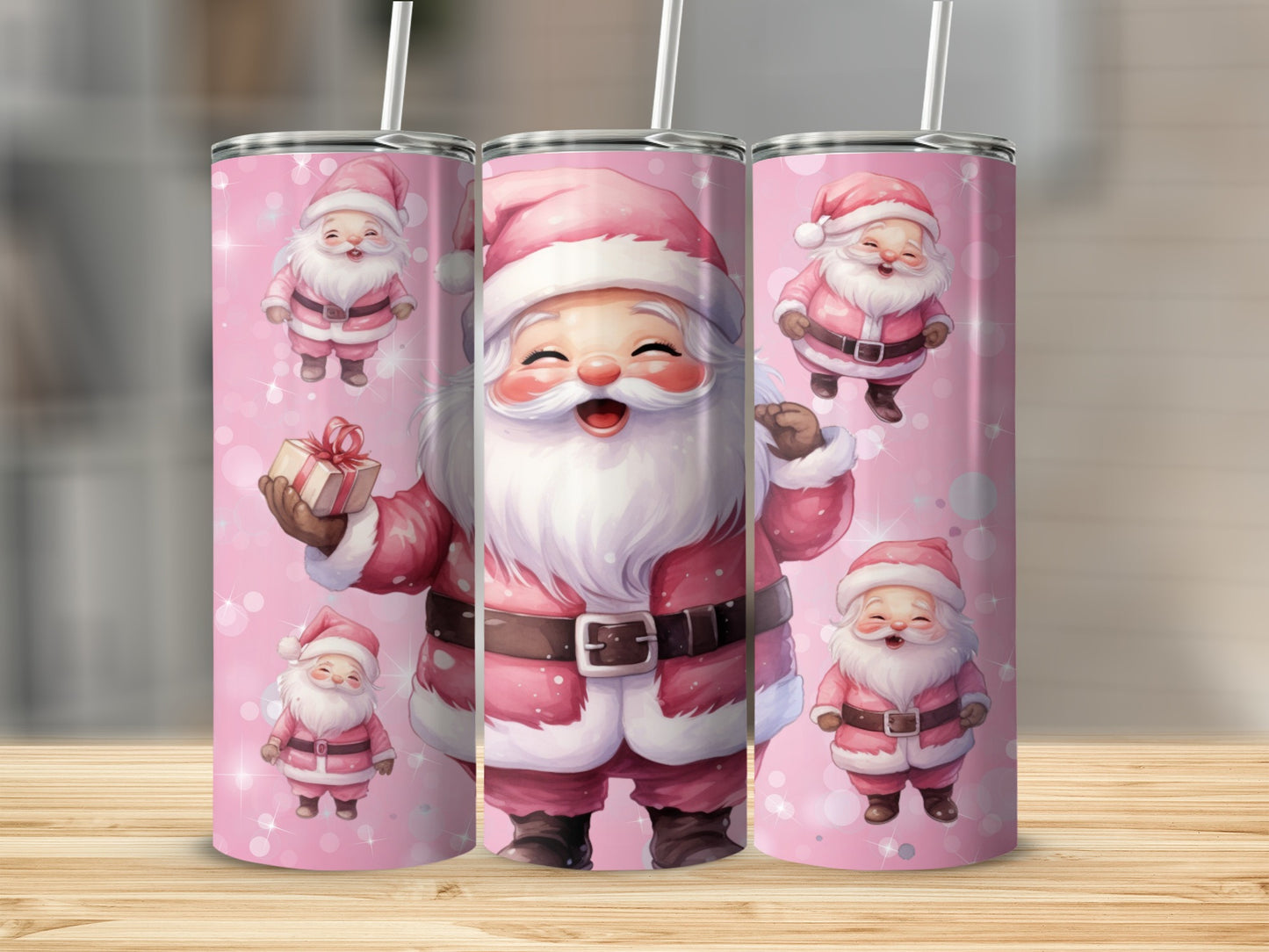 Cute Santa Claus Pink Christmas Tumbler for Festive Cheer