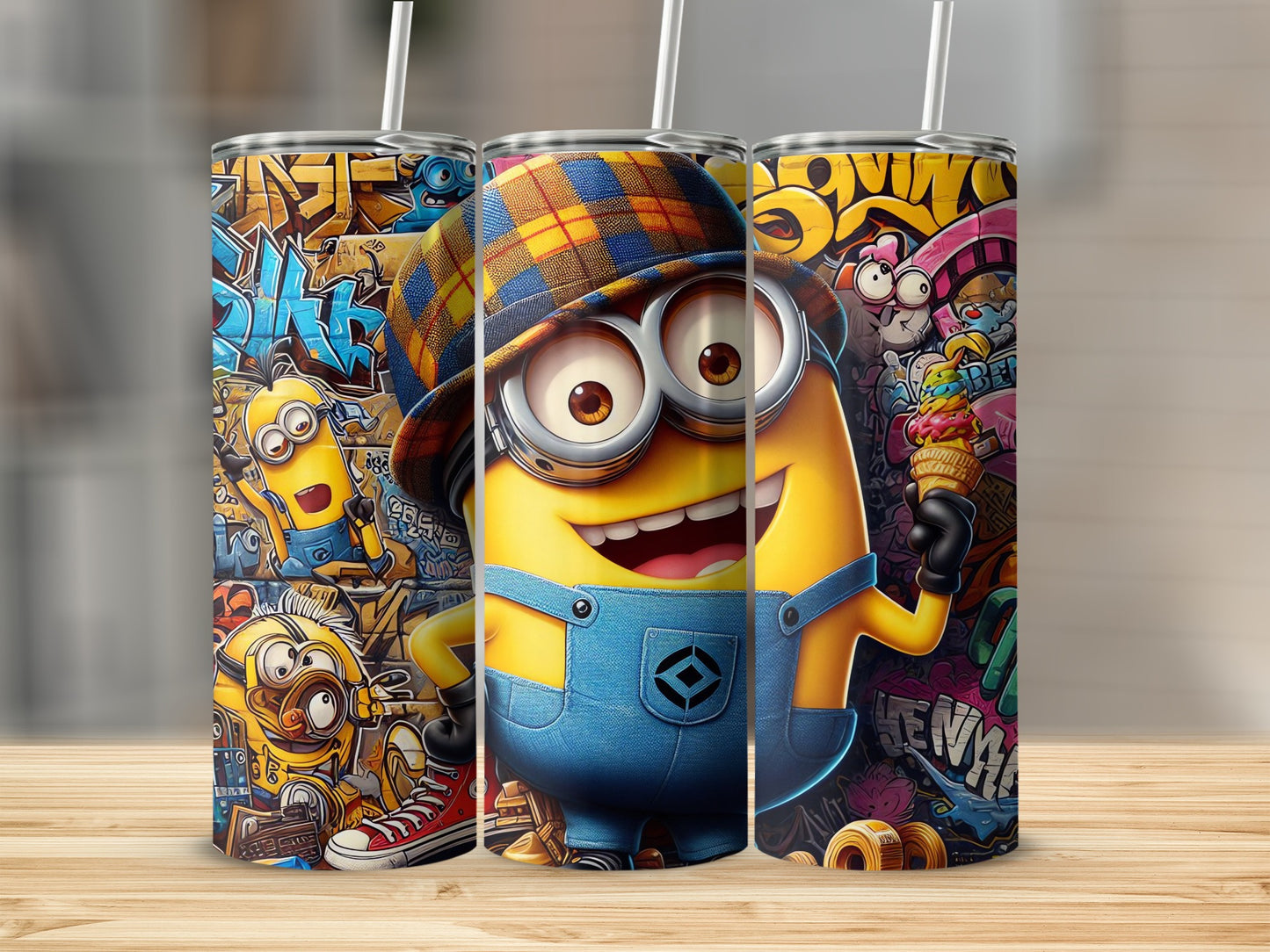 Colorful Cartoon Characters Travel Tumbler Flask